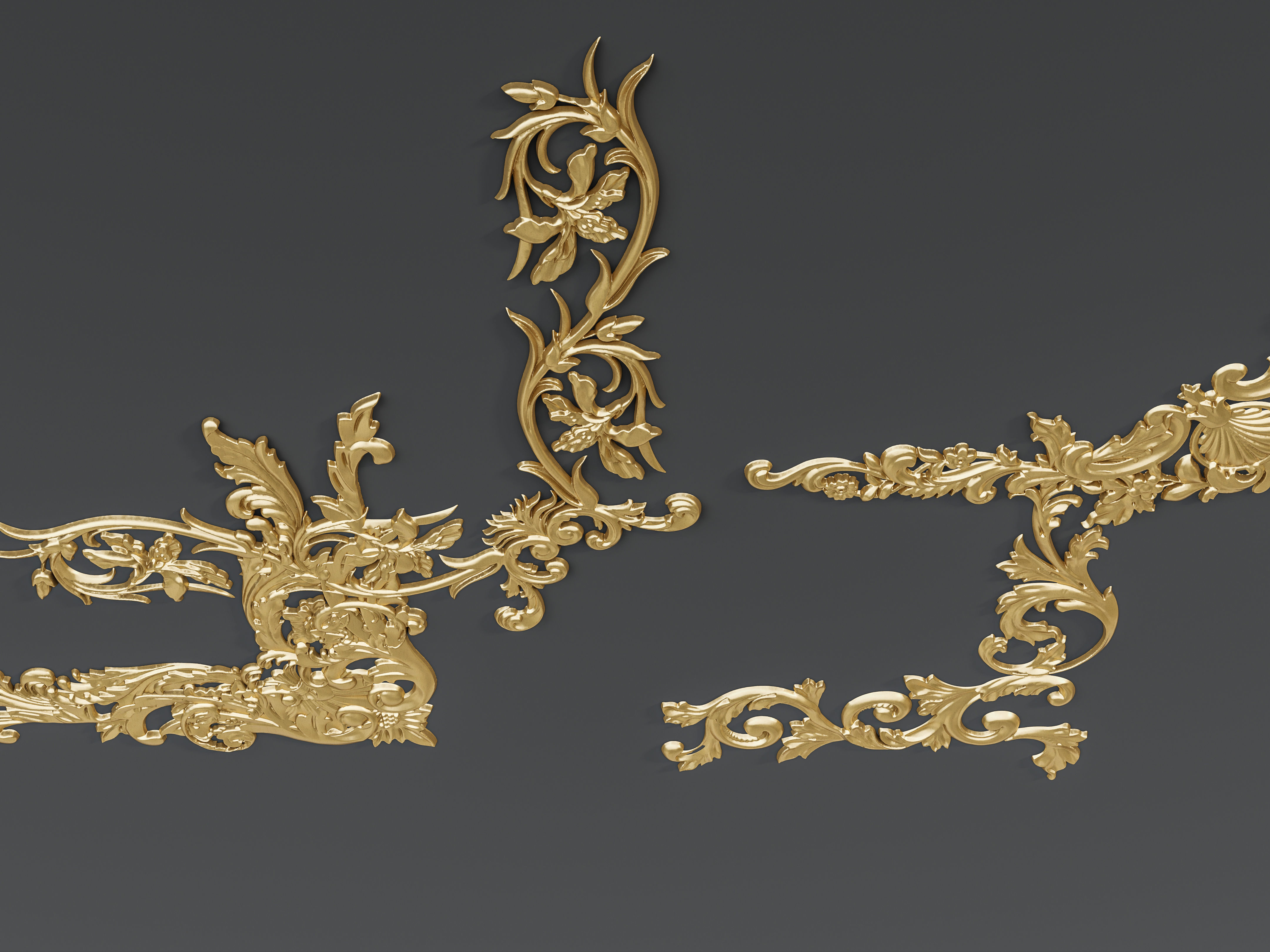 Classic carvings moldings and gypsum cornice 88 3D model_1