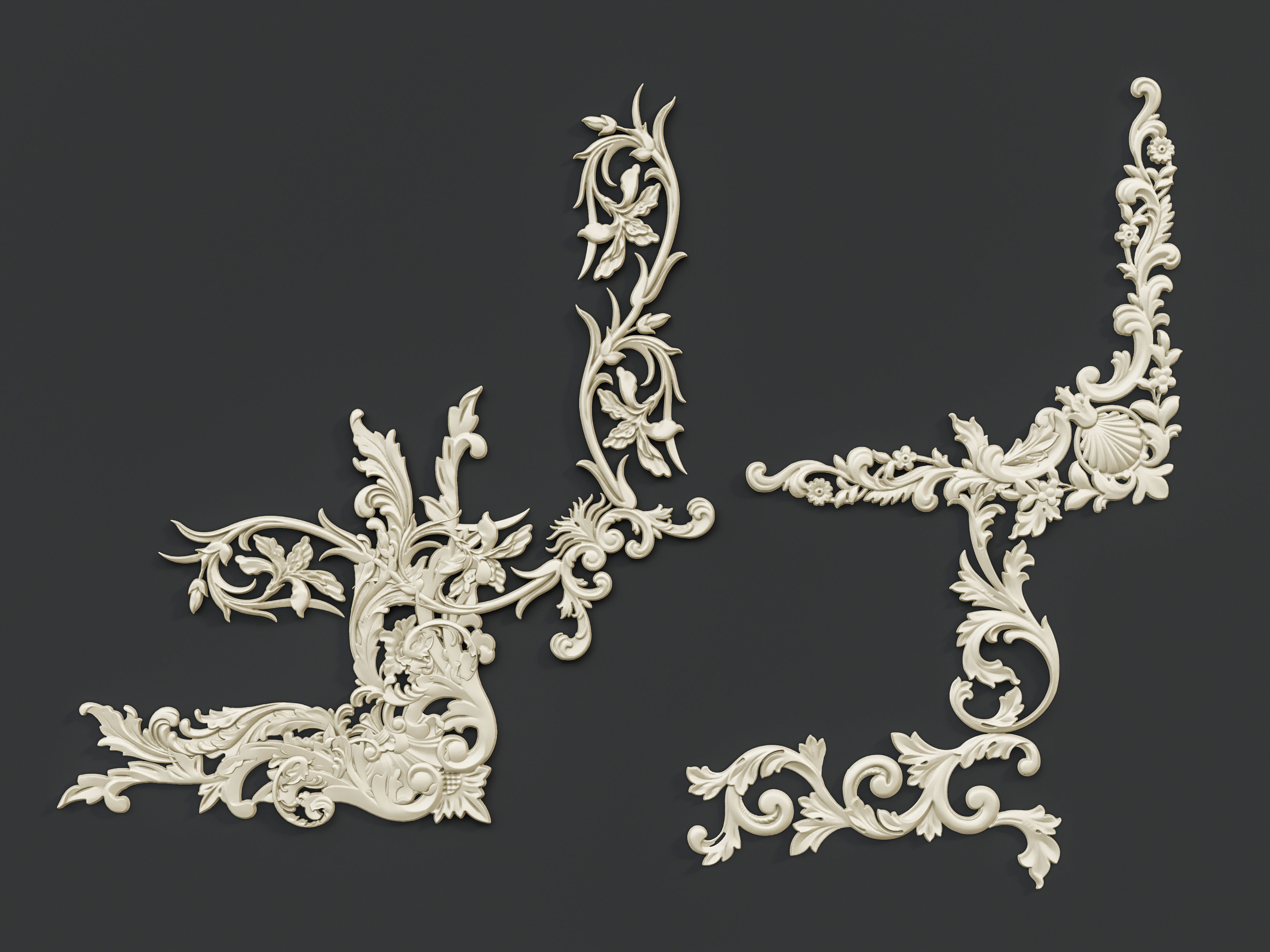 Classic carvings moldings and gypsum cornice 88 3D model_9