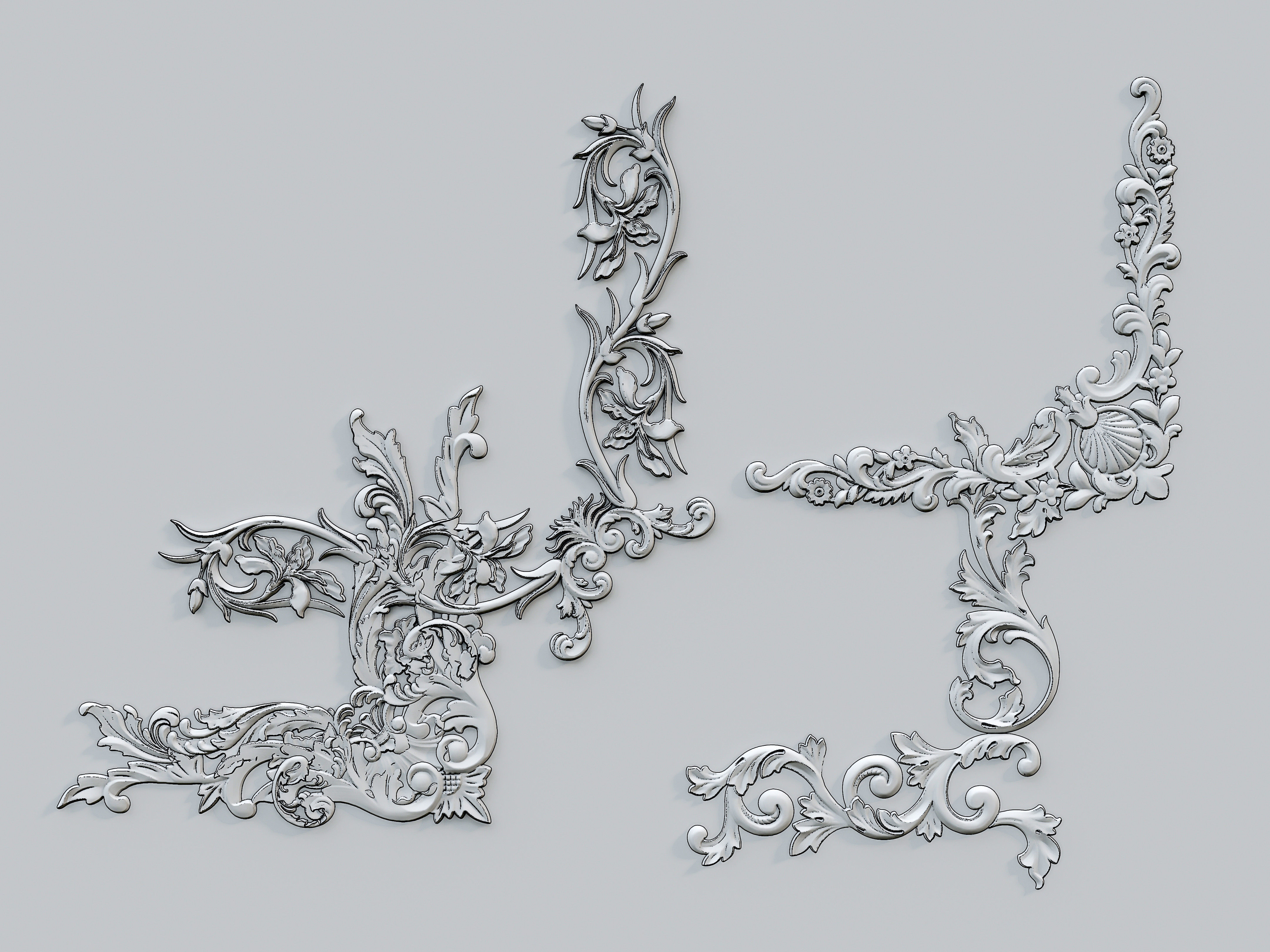 Classic carvings moldings and gypsum cornice 88 3D model_15