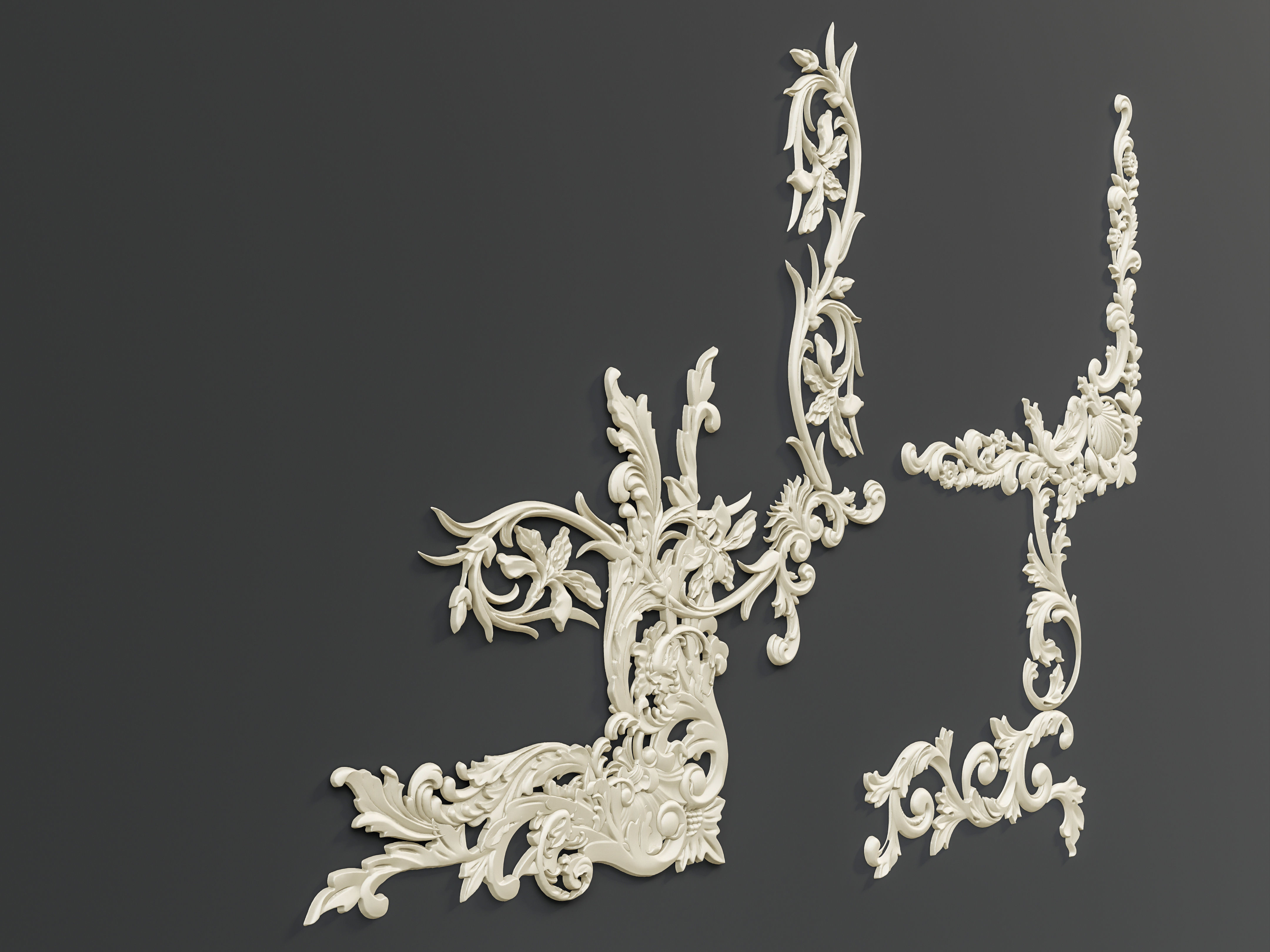 Classic carvings moldings and gypsum cornice 88 3D model_18