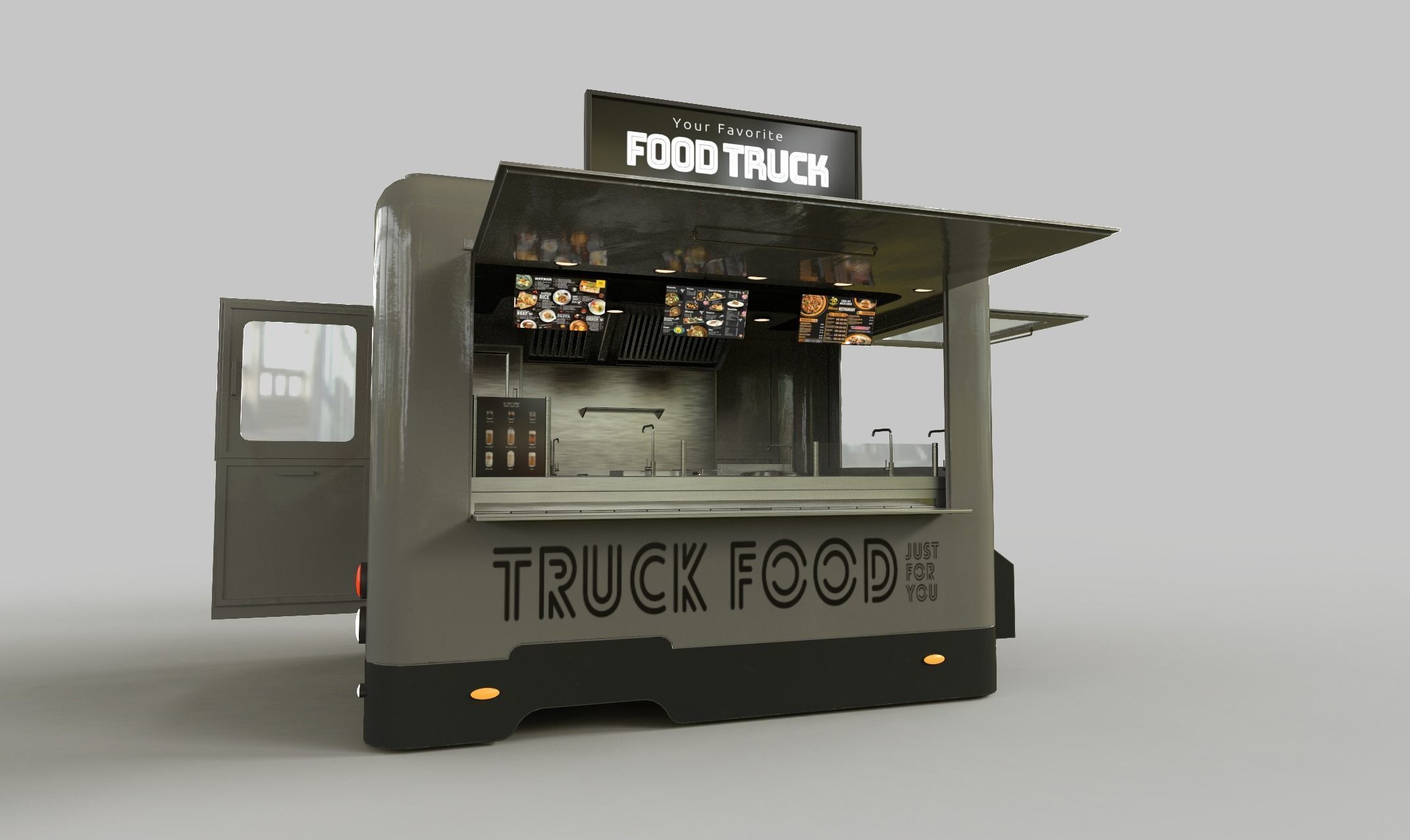 PBR-2 Towing the food truck Low-poly 3D model_16