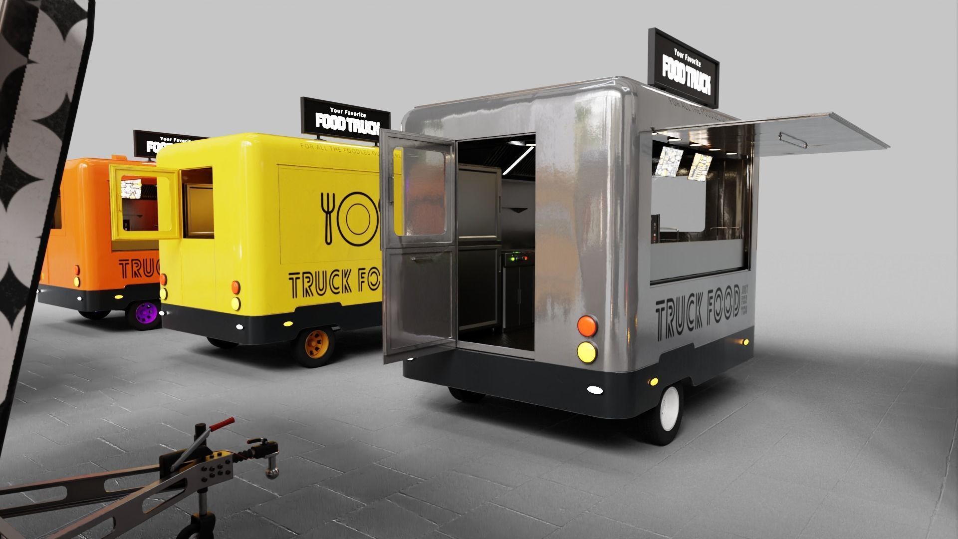 PBR-2 Towing the food truck Low-poly 3D model_22