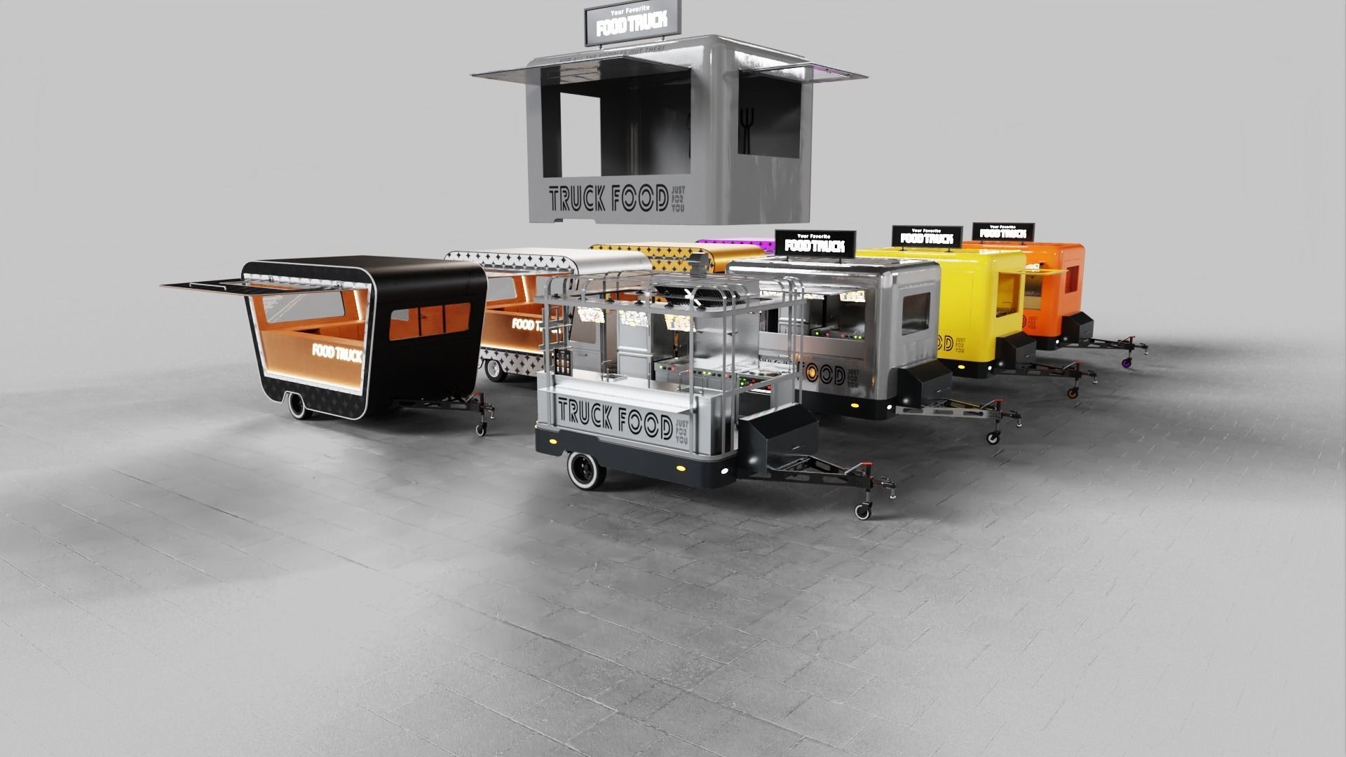 PBR-2 Towing the food truck Low-poly 3D model_27