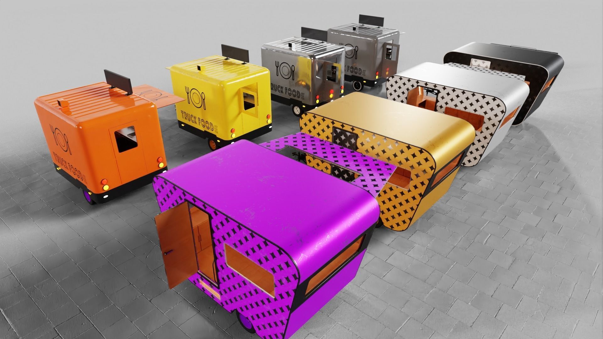 PBR-2 Towing the food truck Low-poly 3D model_25