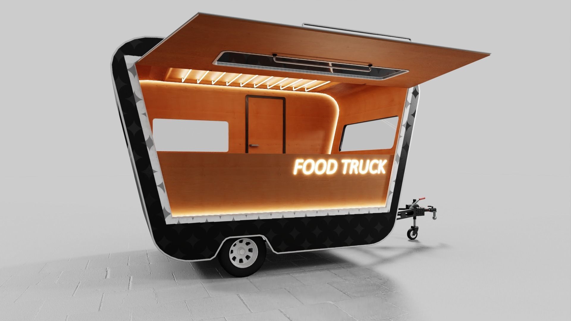PBR-2 Towing the food truck Low-poly 3D model_5