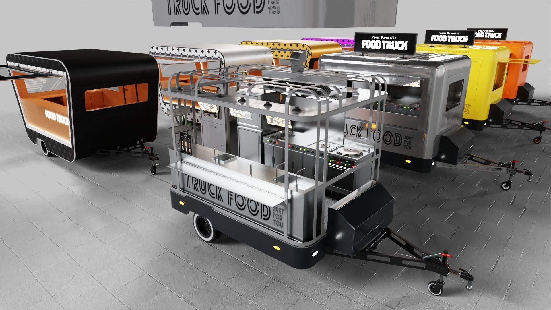 PBR-2 Towing the food truck Low-poly 3D model_28