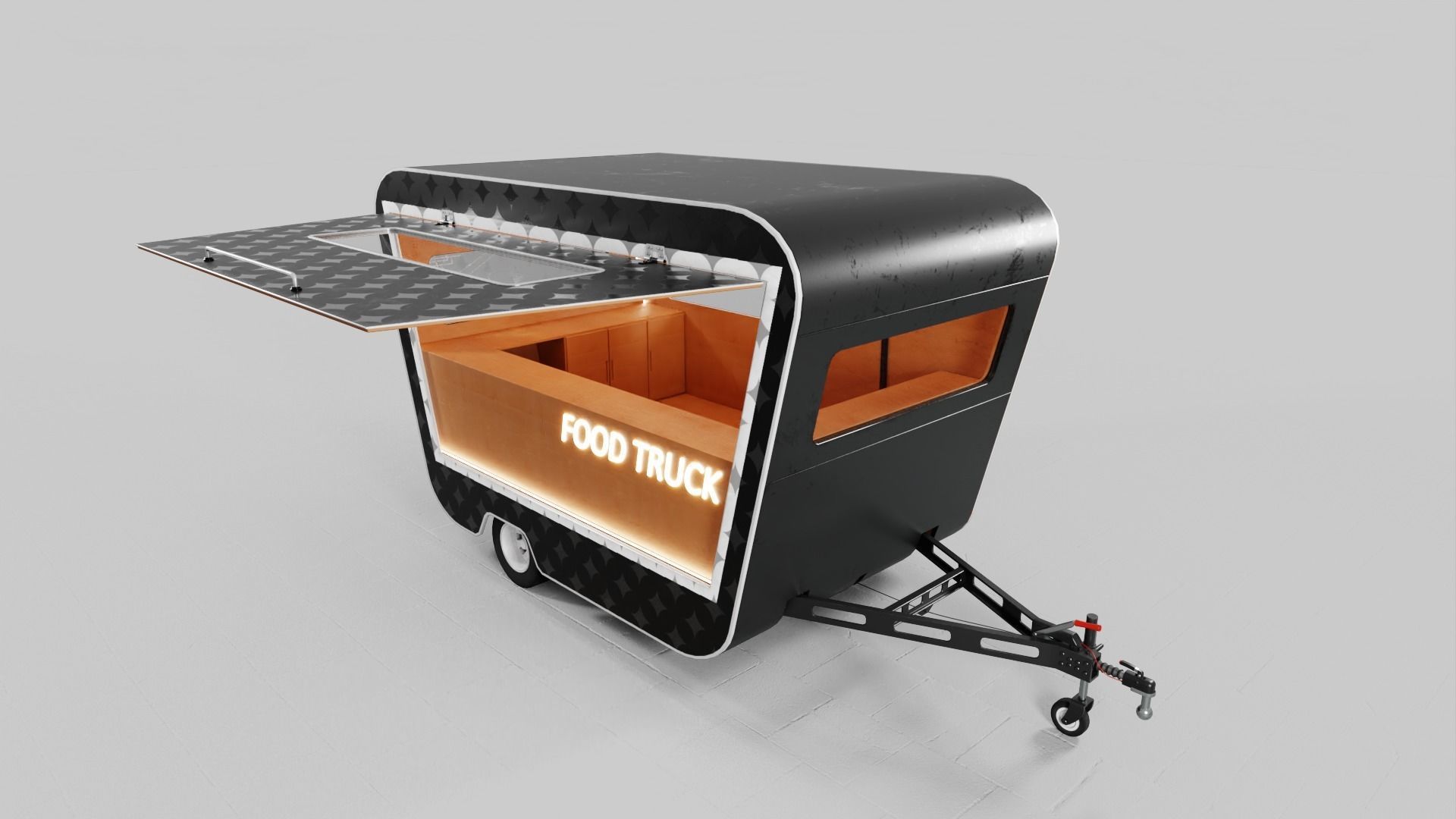 PBR-2 Towing the food truck Low-poly 3D model_3