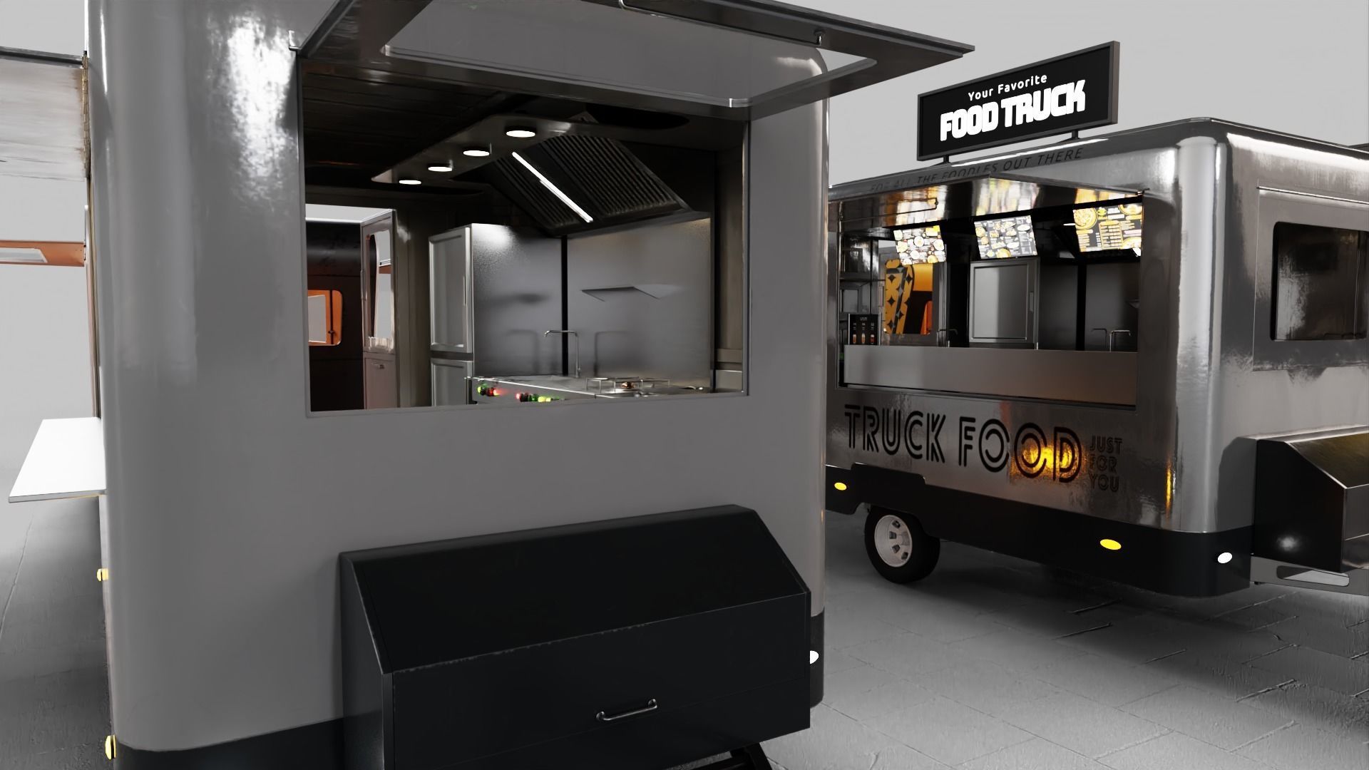 PBR-2 Towing the food truck Low-poly 3D model_23