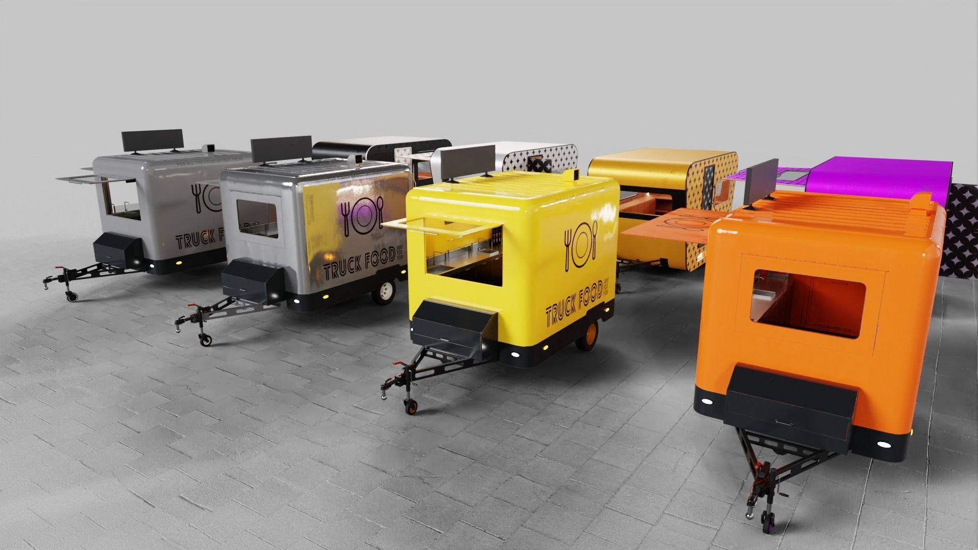 PBR-2 Towing the food truck Low-poly 3D model_24