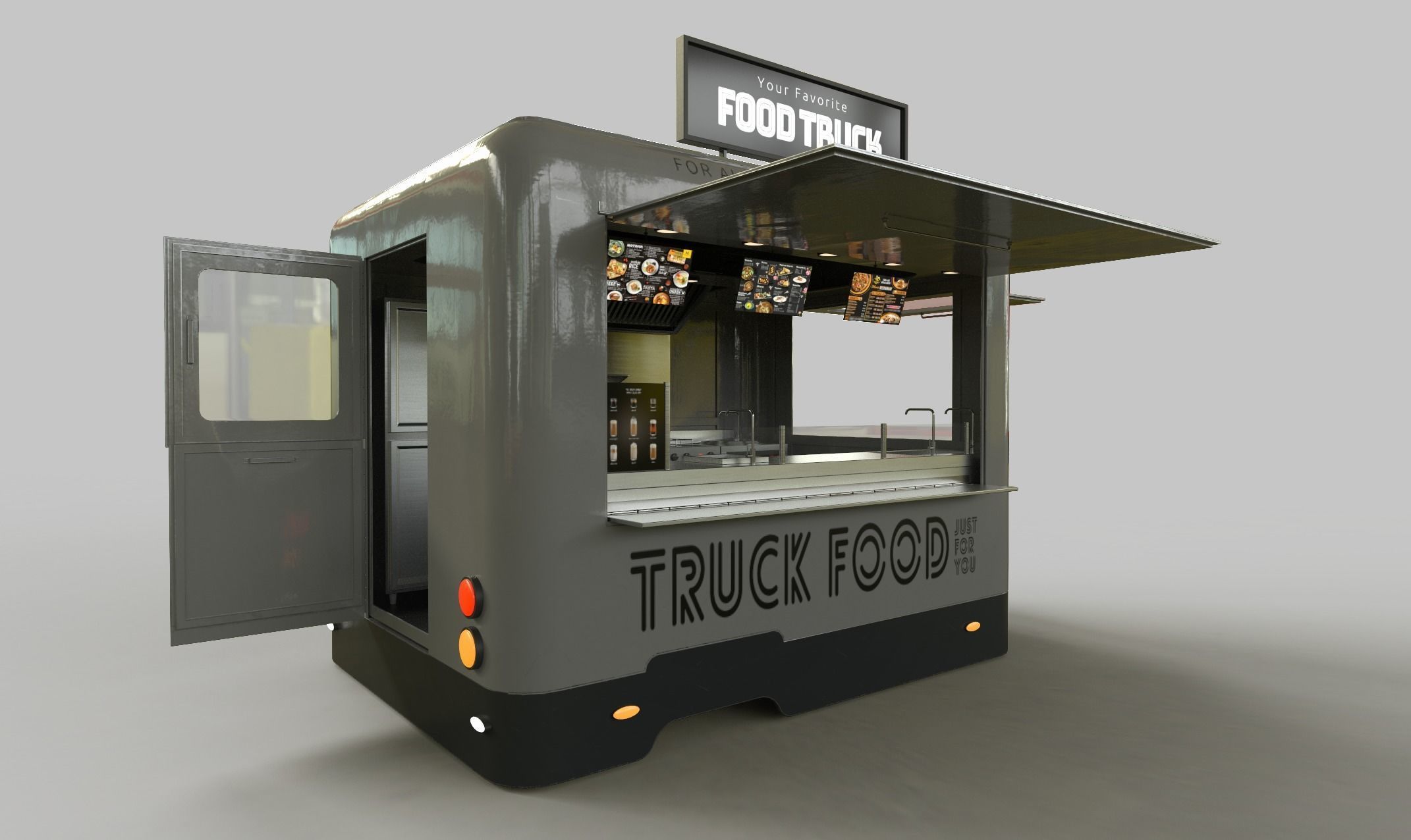 PBR-2 Towing the food truck Low-poly 3D model_19
