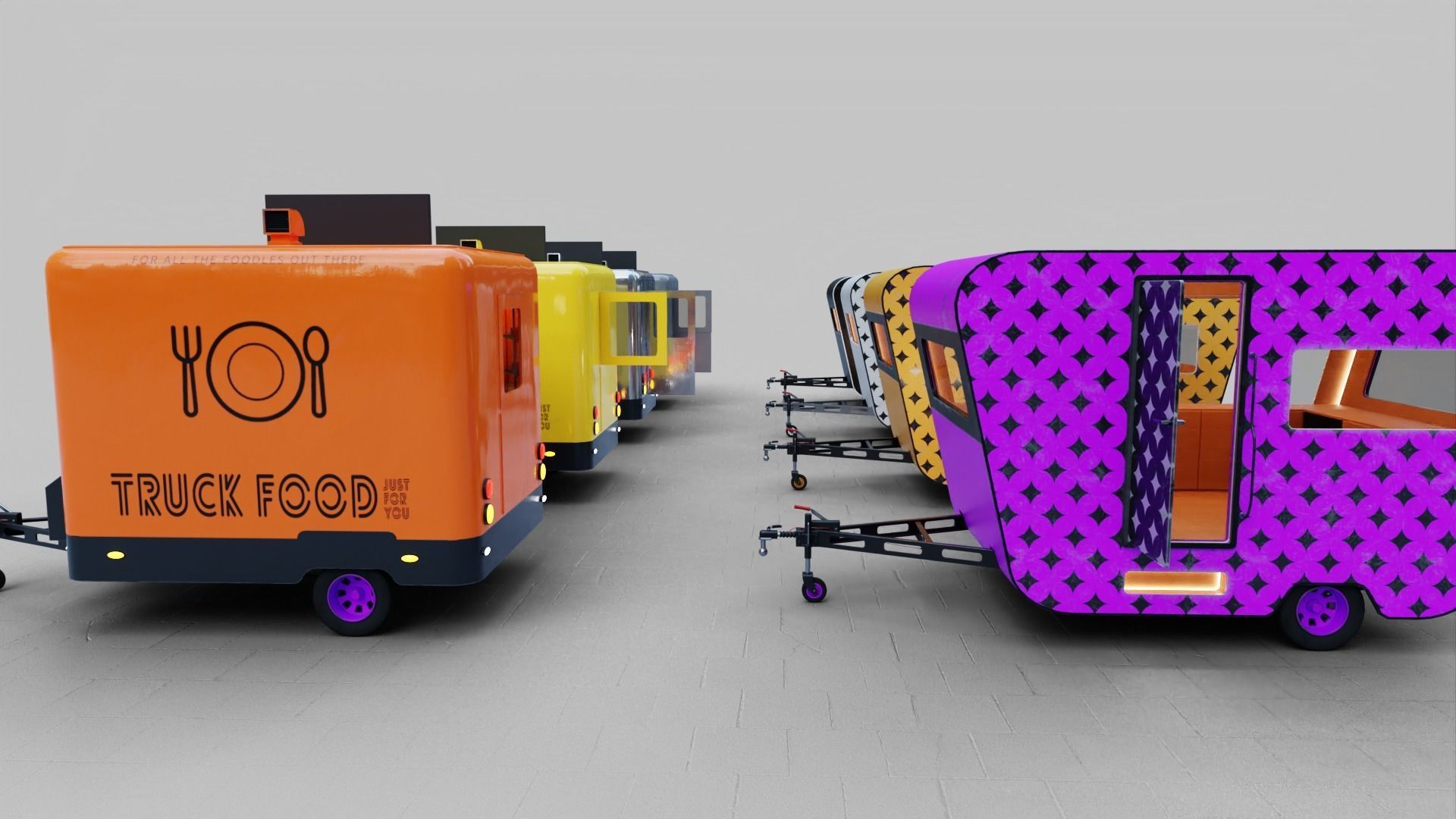 PBR-2 Towing the food truck Low-poly 3D model_21