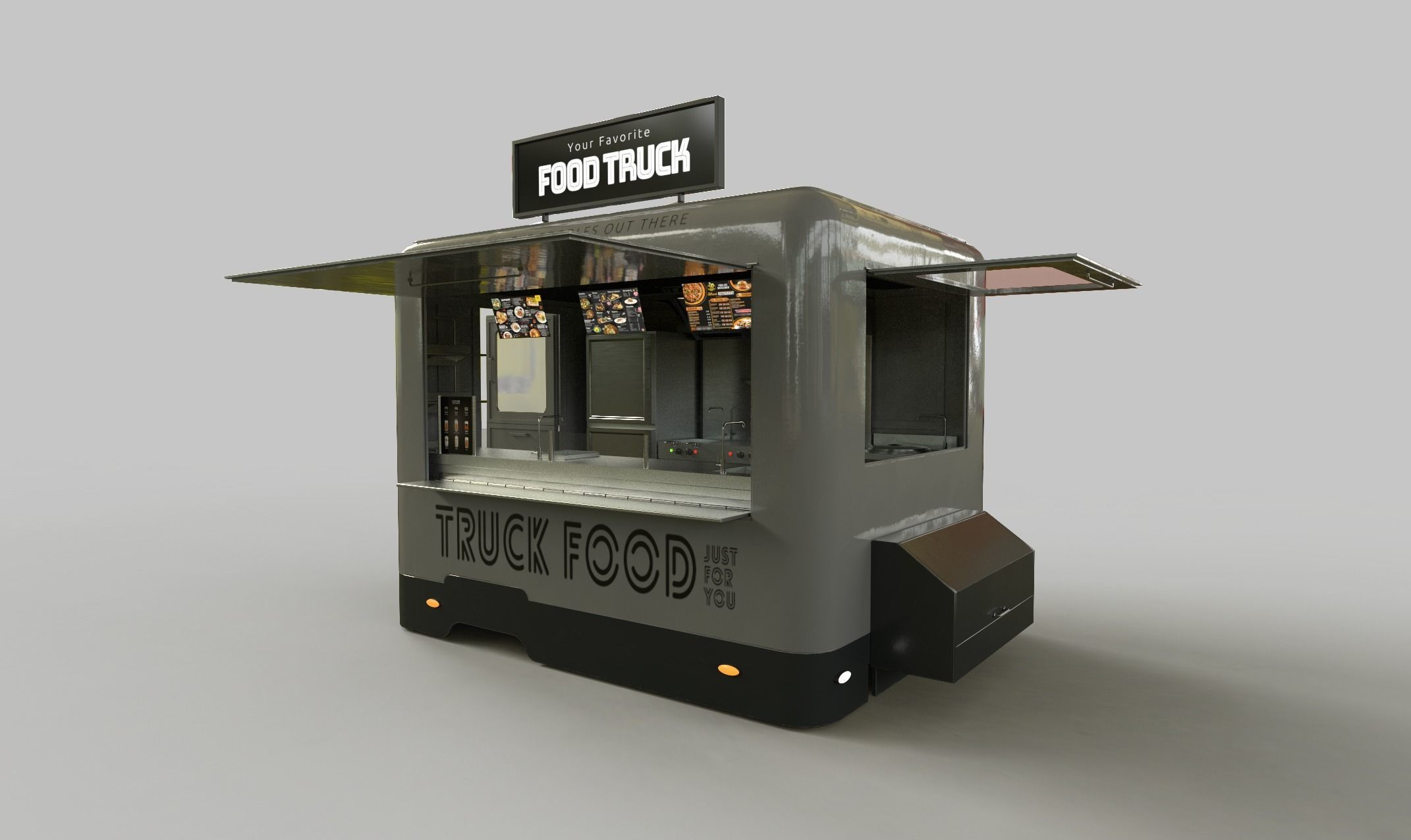 PBR-2 Towing the food truck Low-poly 3D model_15