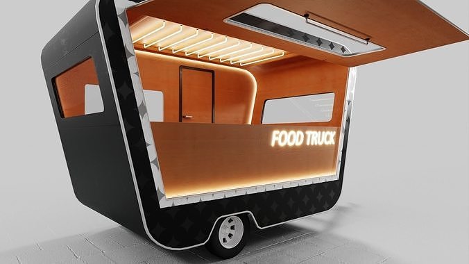 PBR-2 Towing the food truck Low-poly 3D model 6