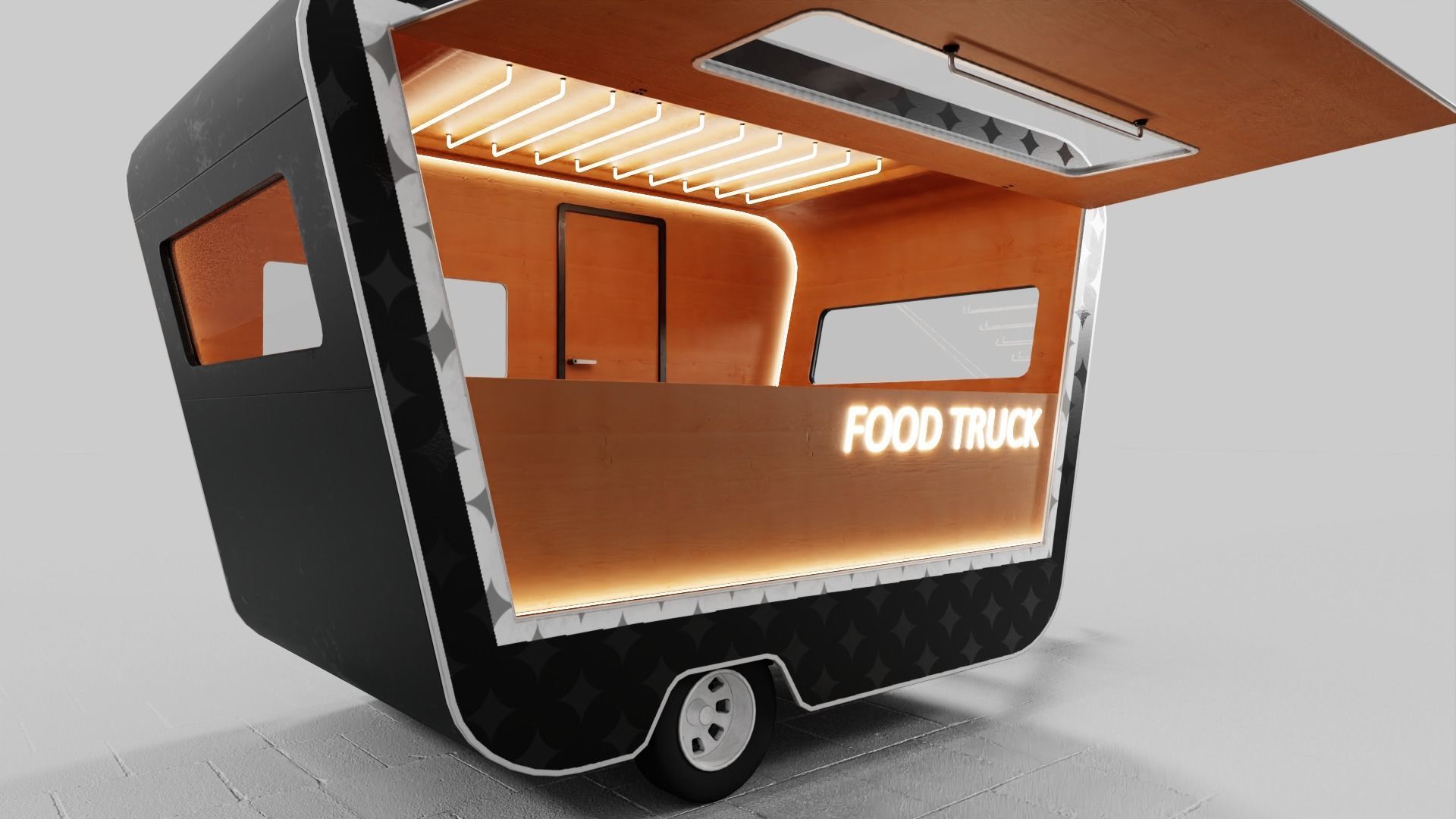 PBR-2 Towing the food truck Low-poly 3D model_6
