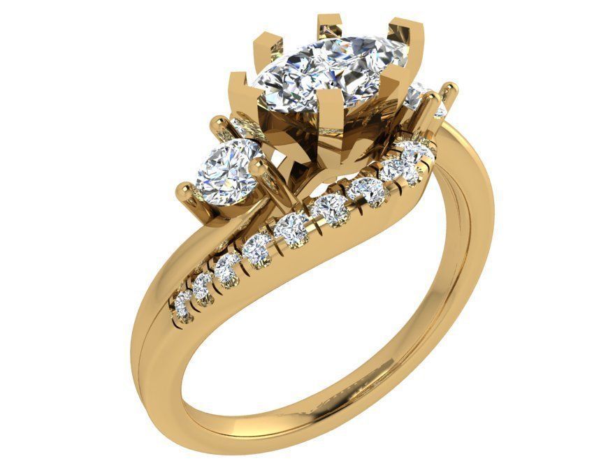 Marquise Peg Setting Diamond Ring 3509 3D print model_1