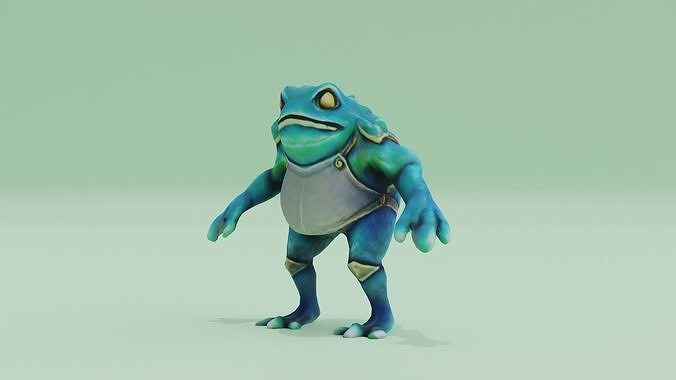 Ice Frog Character Murlok A-Pose Low-poly 3D model