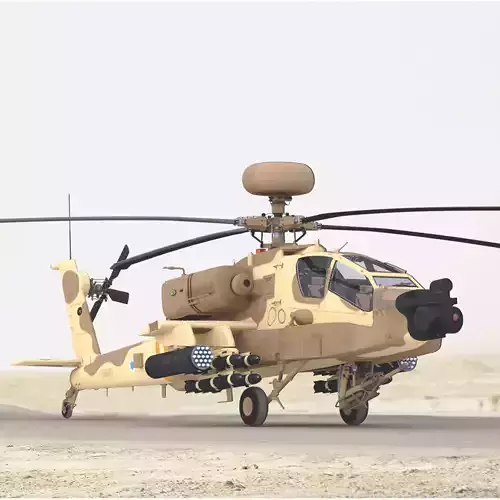 AH64E Apache Longbow Helicopter Desert Low-poly 3D model