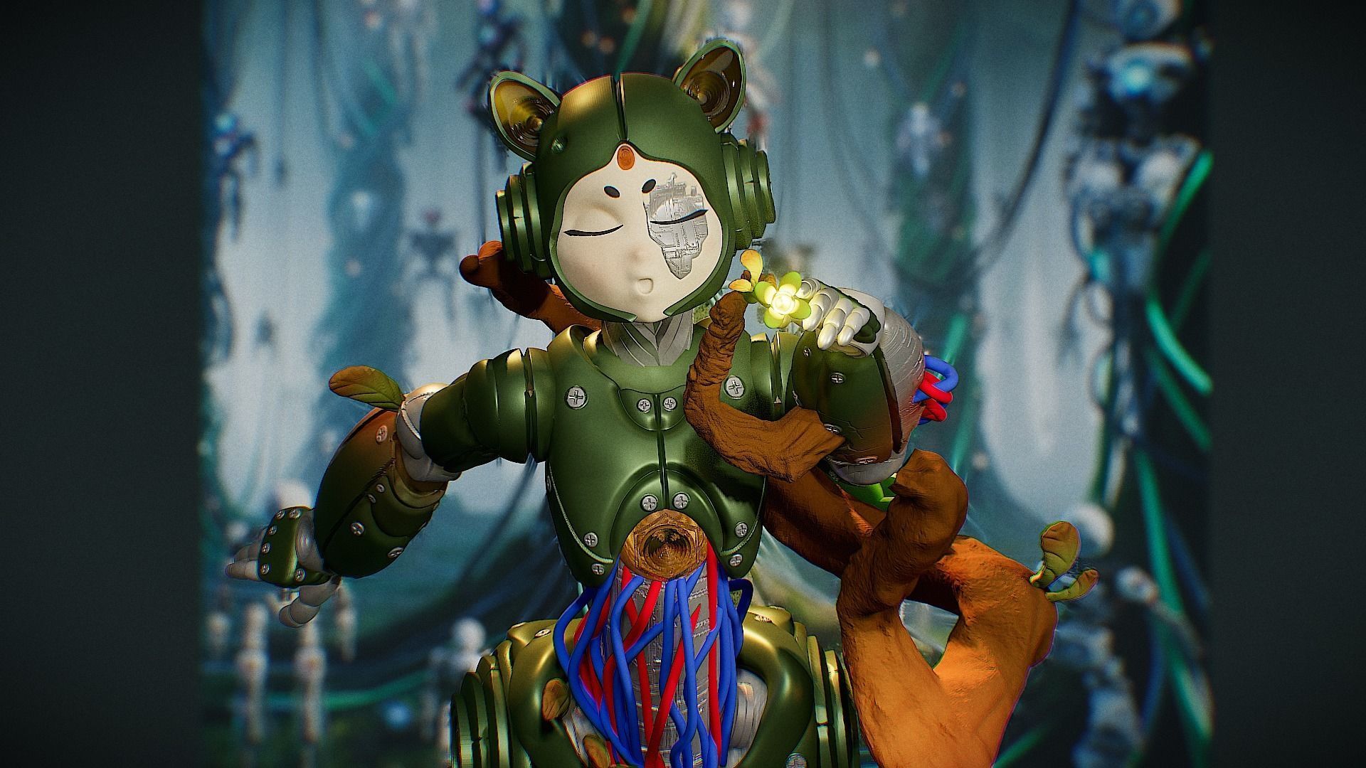 Figurine Robot 7e figurine dans la collection des mini creatures 3D print model_13