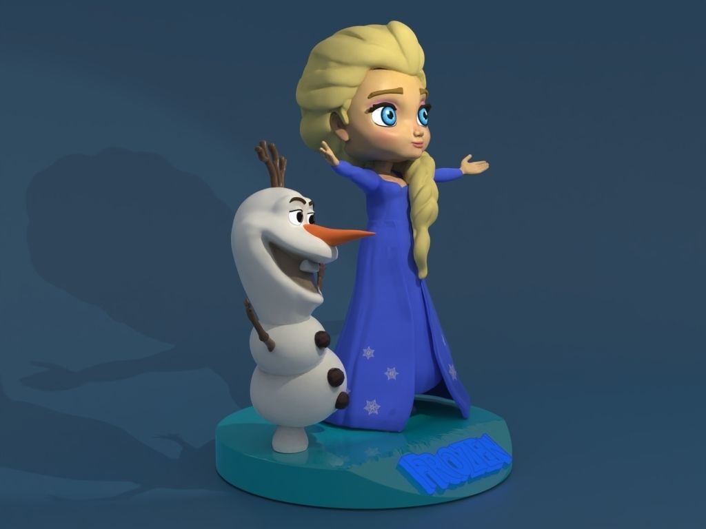 Elsa and Olaf 3D print model_2