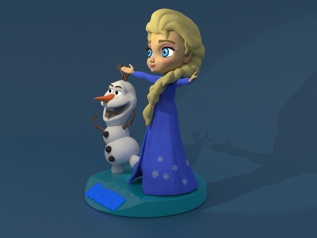 Elsa and Olaf 3D print model_3