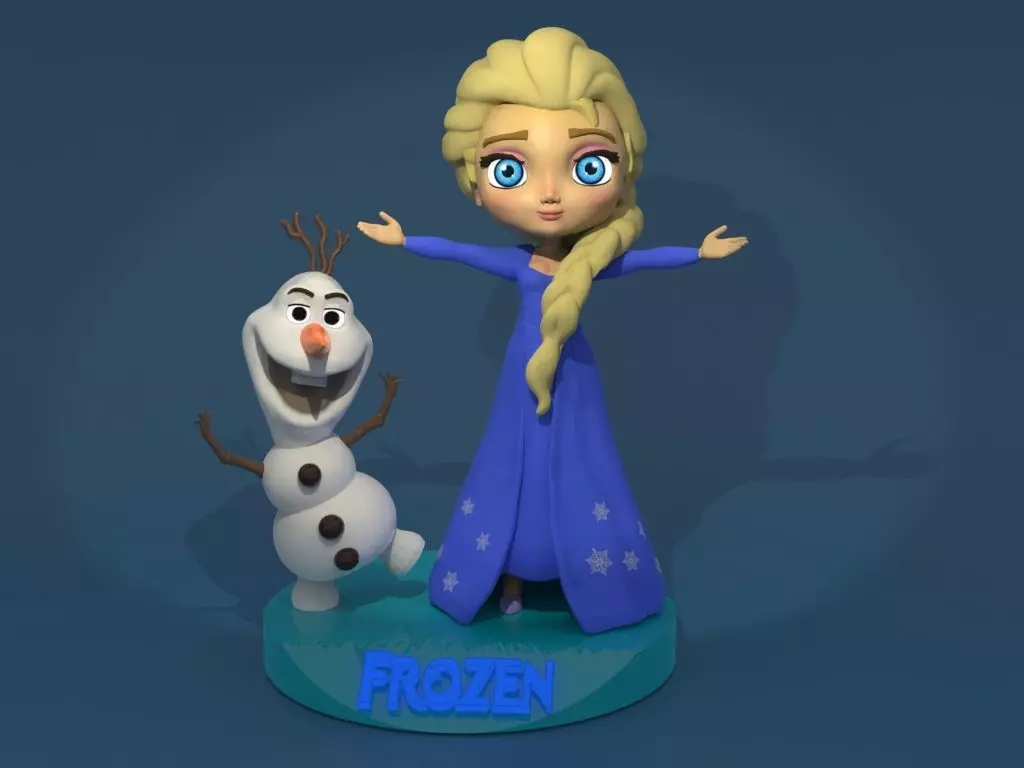 Elsa and Olaf 3D print model_0