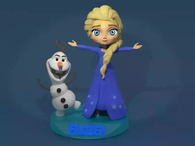 Elsa and Olaf 3D print model