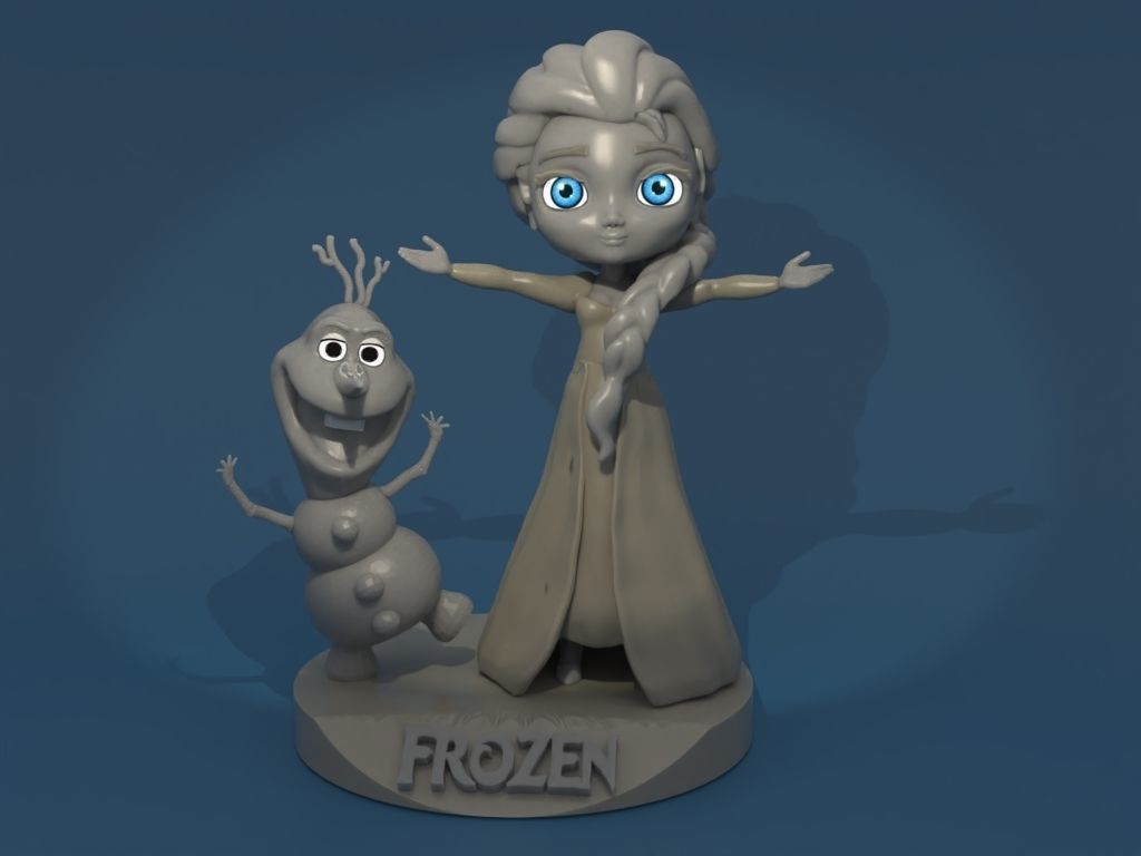 Elsa and Olaf 3D print model_5