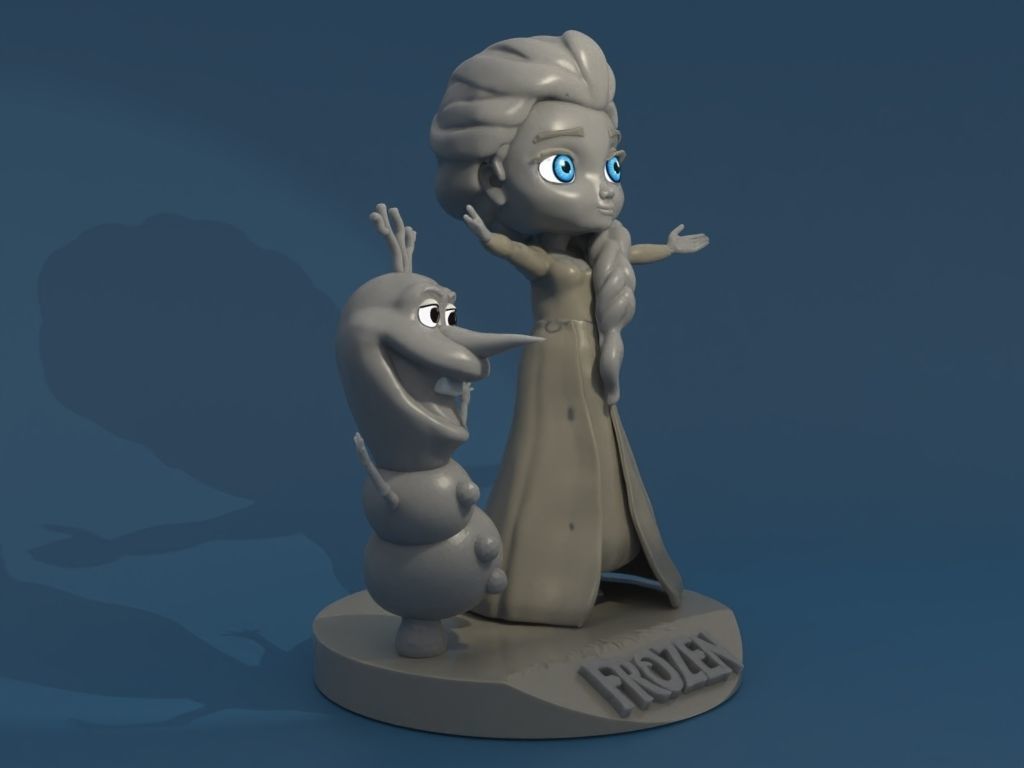 Elsa and Olaf 3D print model_6