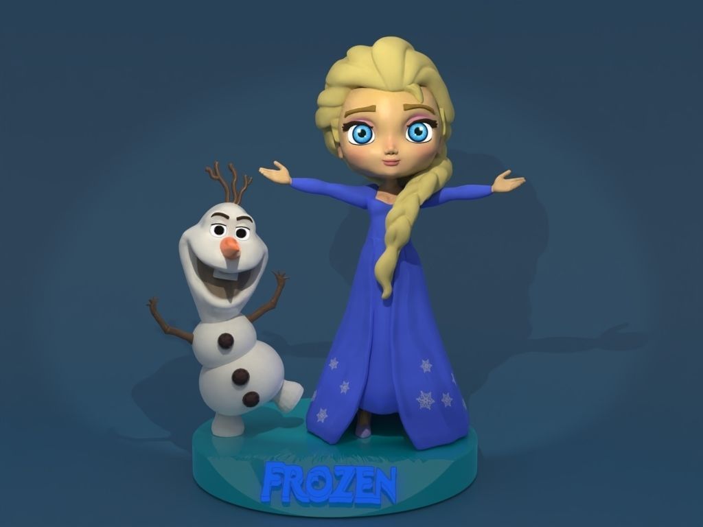 Elsa and Olaf 3D print model_4