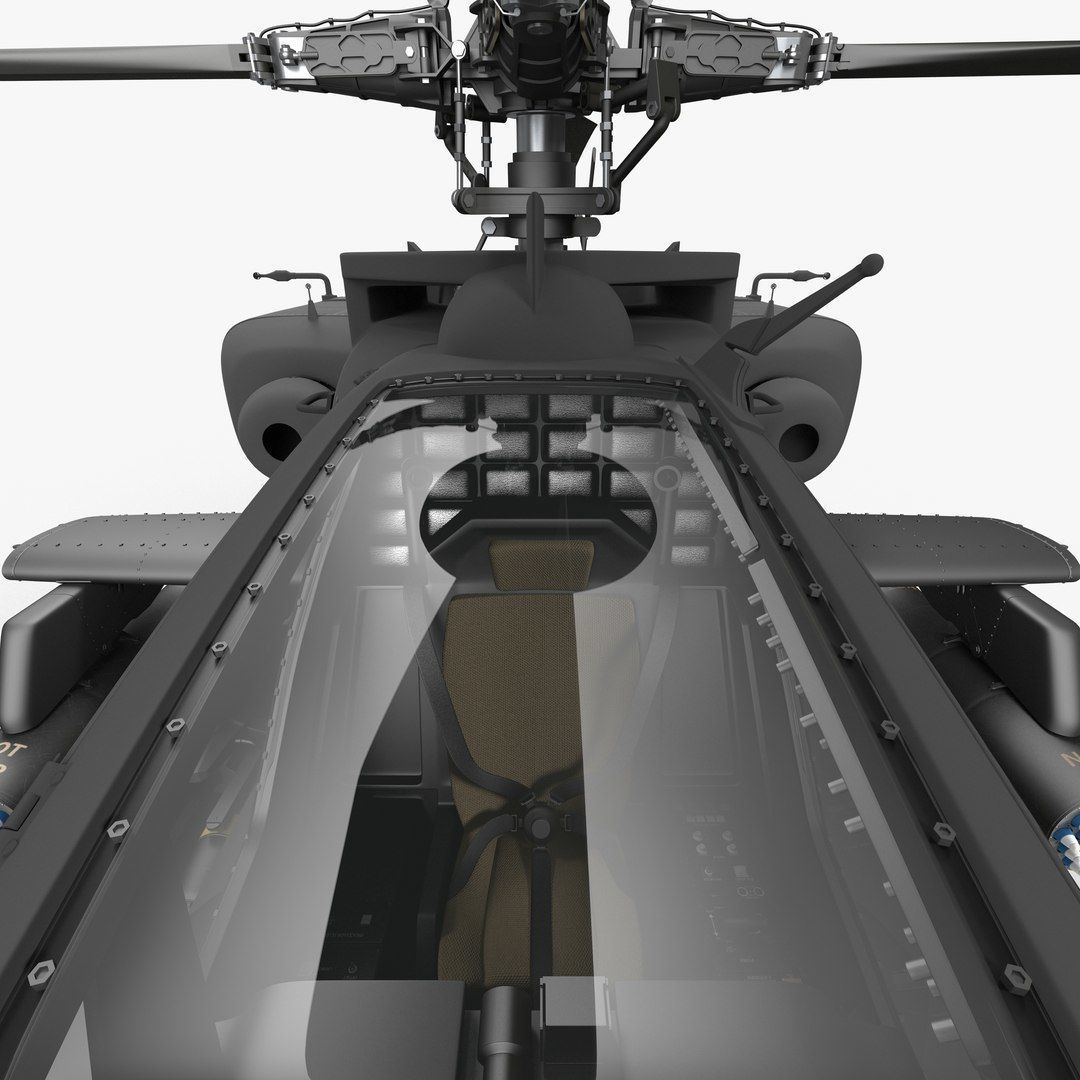 AH64E Apache Longbow Helicopter Gray Rigged Low-poly 3D model_51