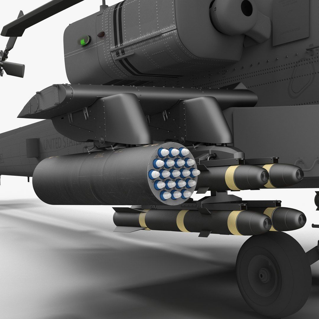 AH64E Apache Longbow Helicopter Gray Rigged Low-poly 3D model_57