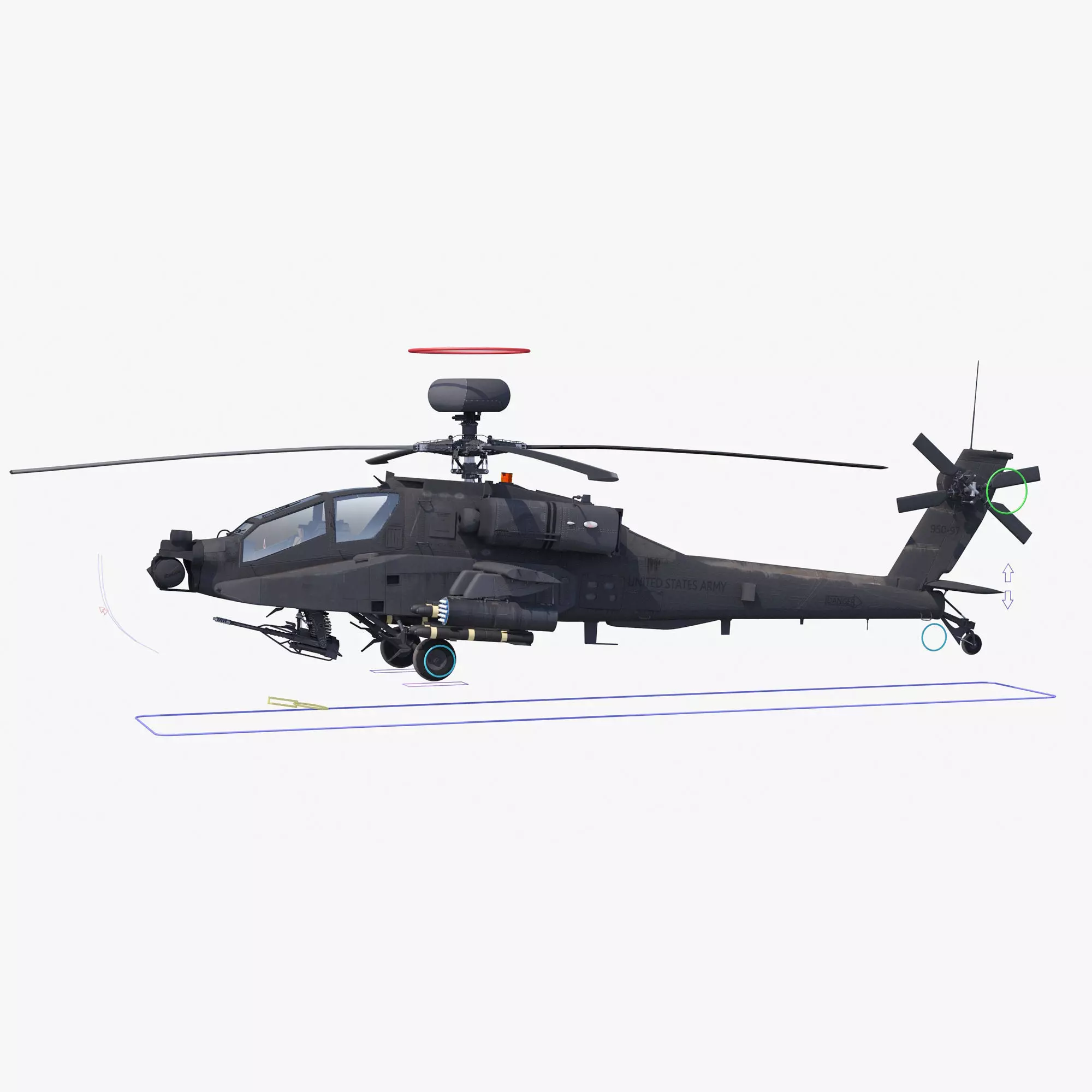 AH64E Apache Longbow Helicopter Gray Rigged Low-poly 3D model_0