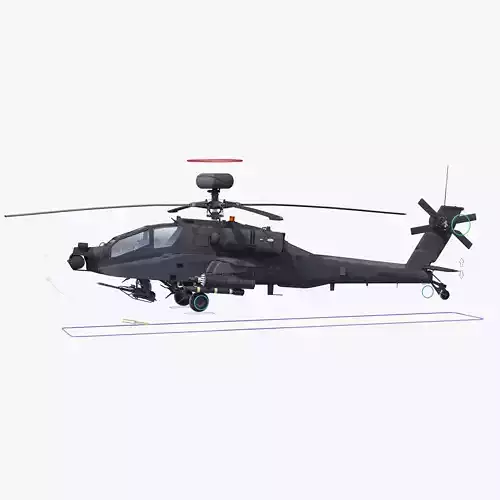 AH64E Apache Longbow Helicopter Gray Rigged Low-poly 3D model