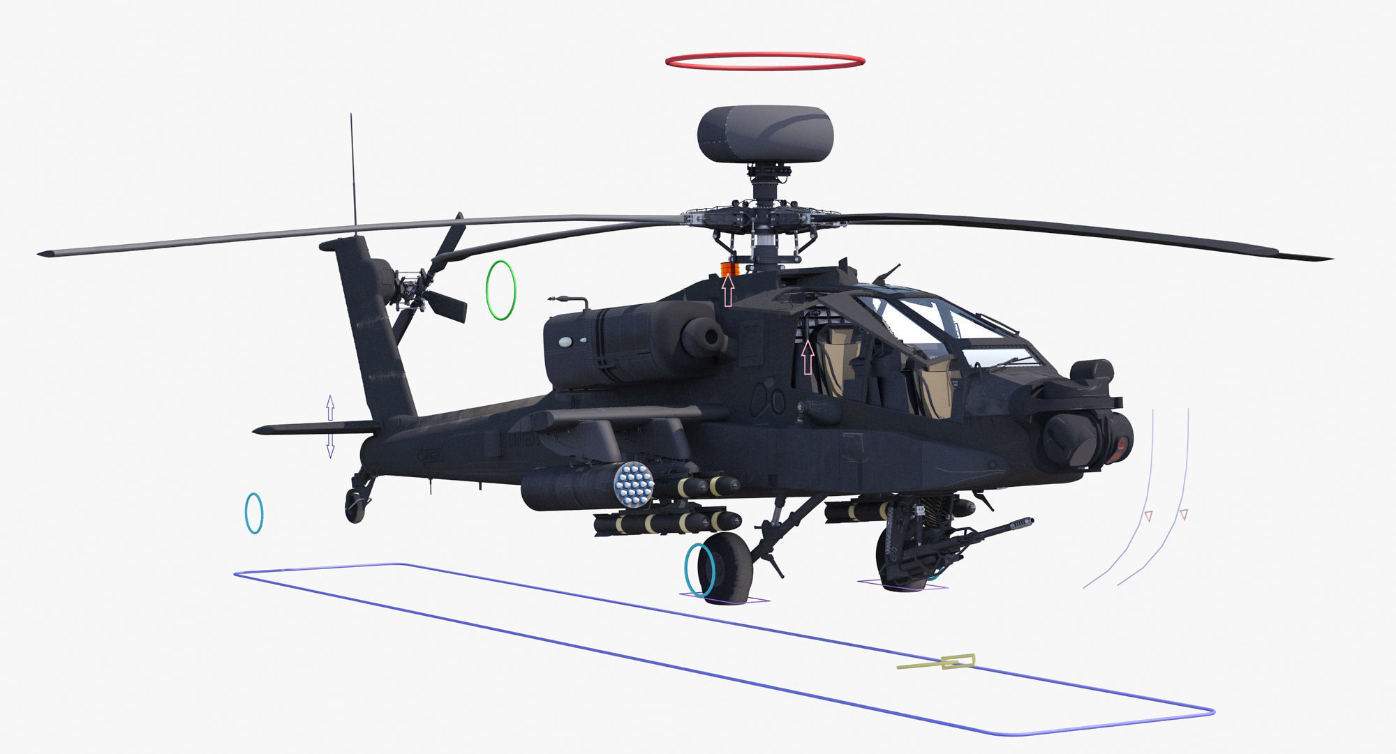 AH64E Apache Longbow Helicopter Gray Rigged Low-poly 3D model_14