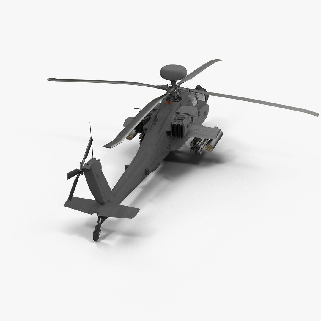 AH64E Apache Longbow Helicopter Gray Rigged Low-poly 3D model_26