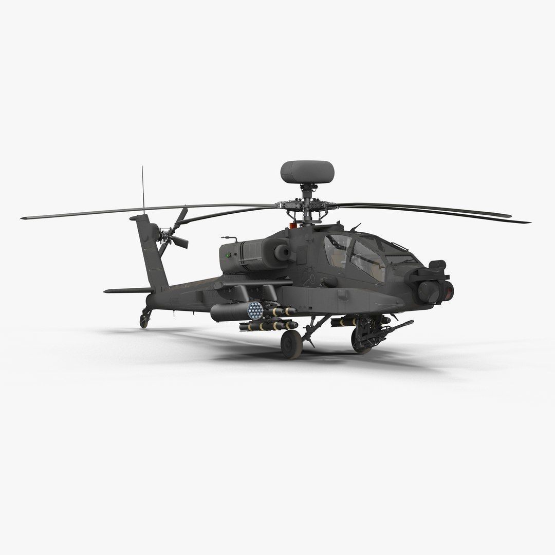 AH64E Apache Longbow Helicopter Gray Rigged Low-poly 3D model_12