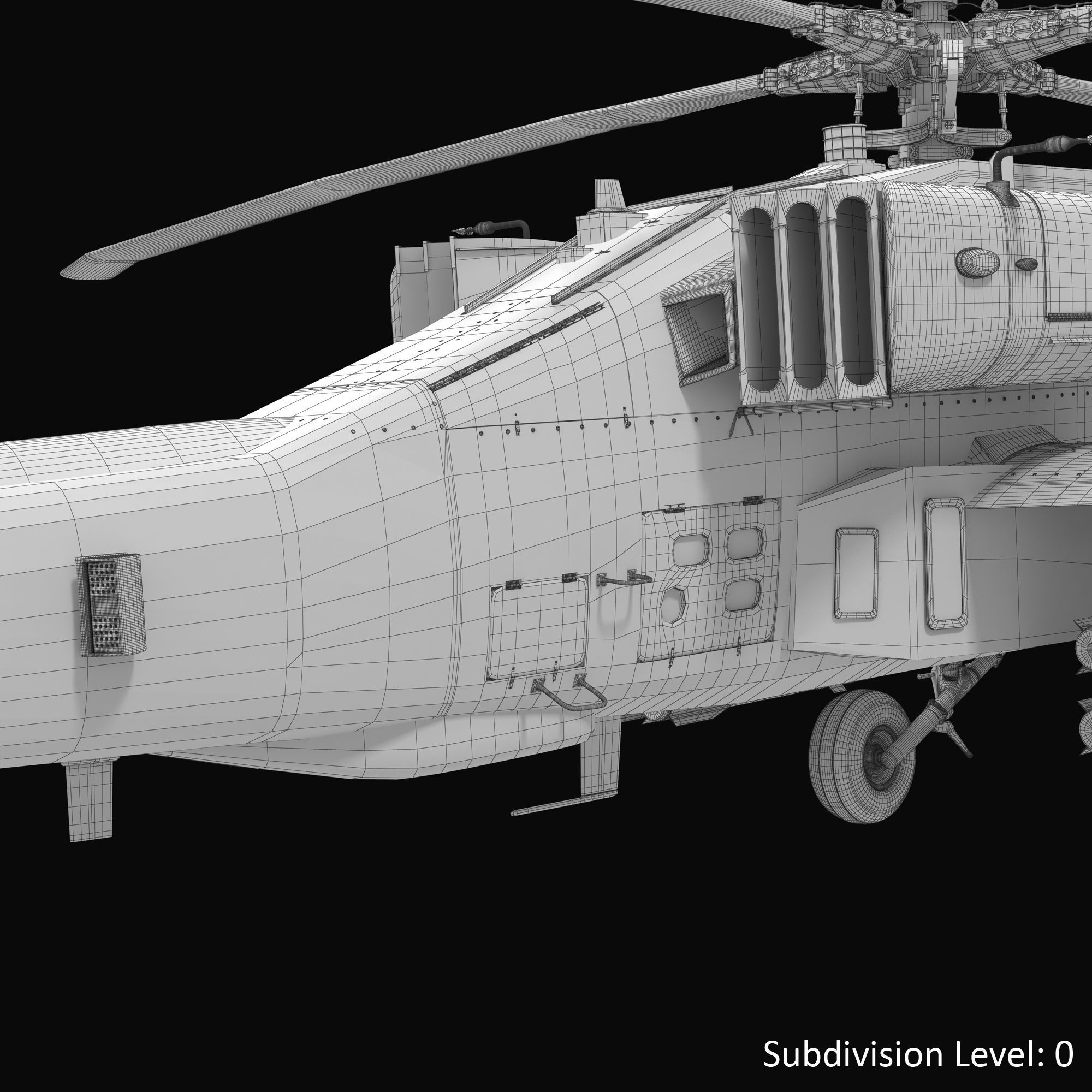 AH64E Apache Longbow Helicopter Gray Rigged Low-poly 3D model_79