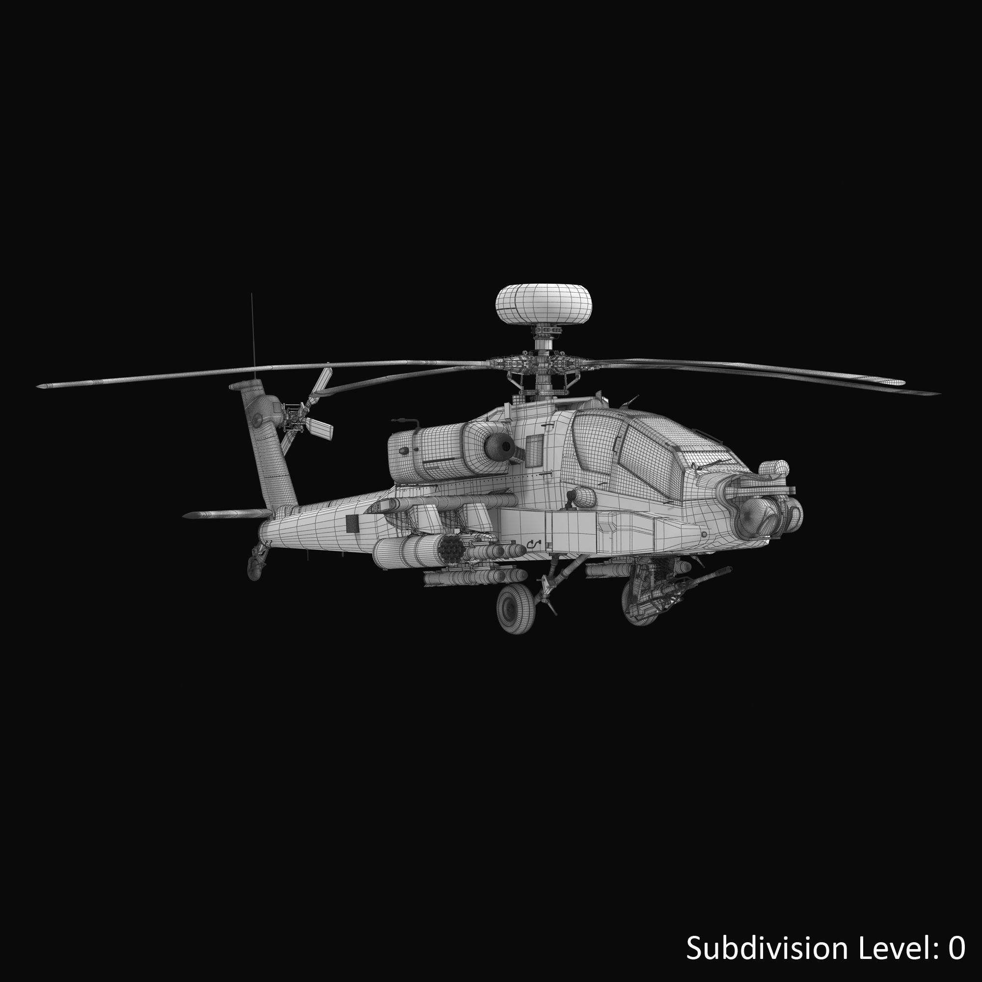AH64E Apache Longbow Helicopter Gray Rigged Low-poly 3D model_15