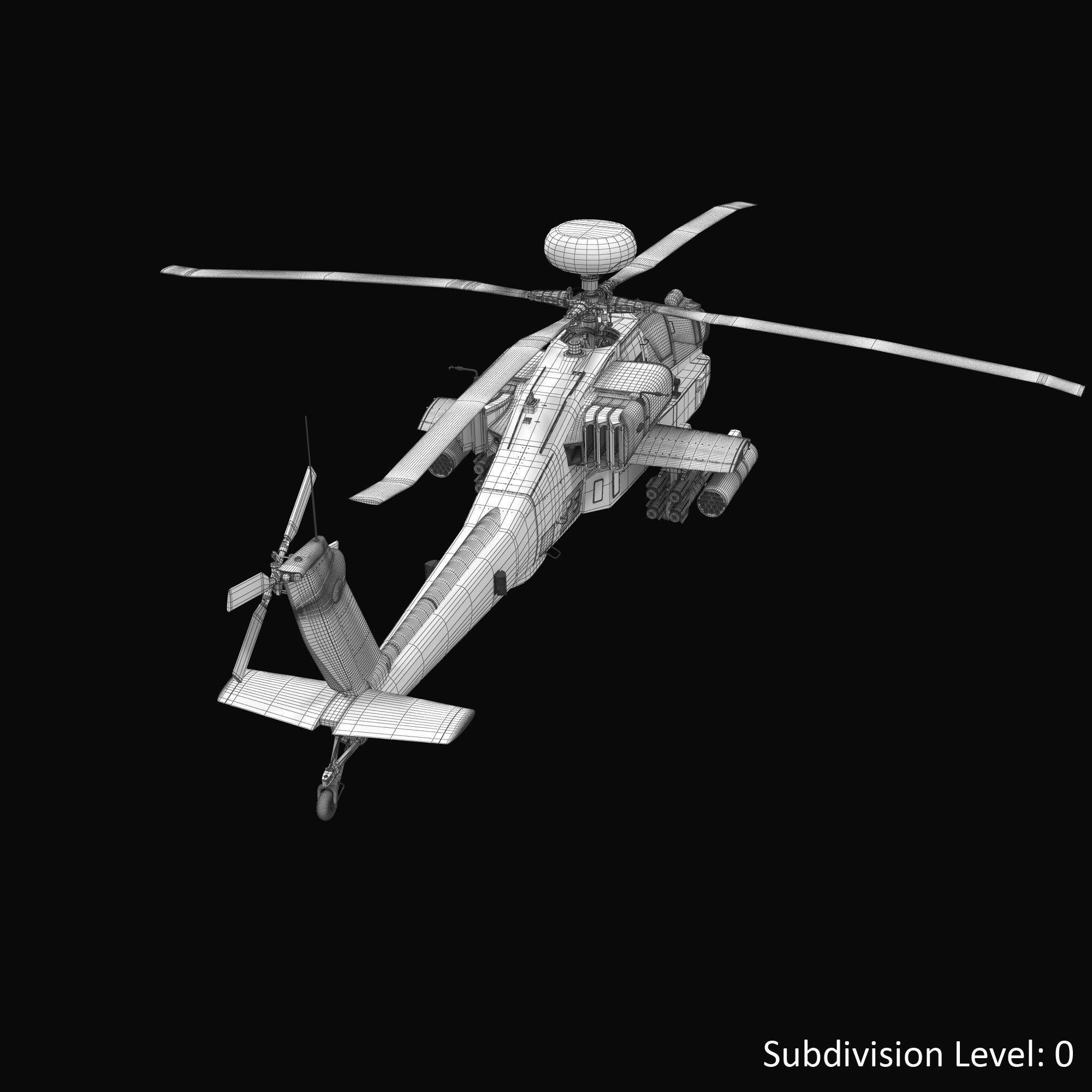 AH64E Apache Longbow Helicopter Gray Rigged Low-poly 3D model_28