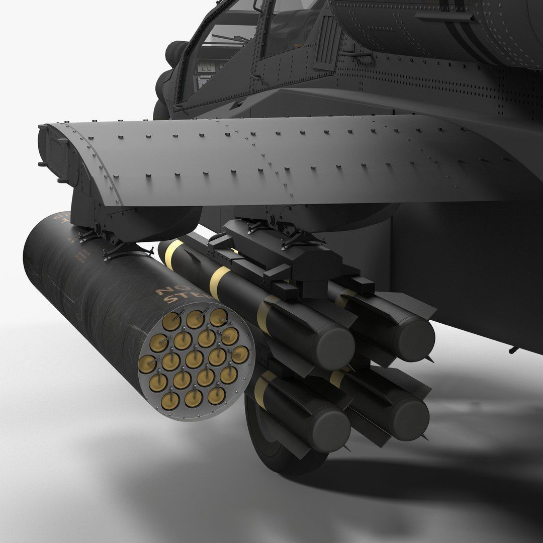 AH64E Apache Longbow Helicopter Gray Rigged Low-poly 3D model_61