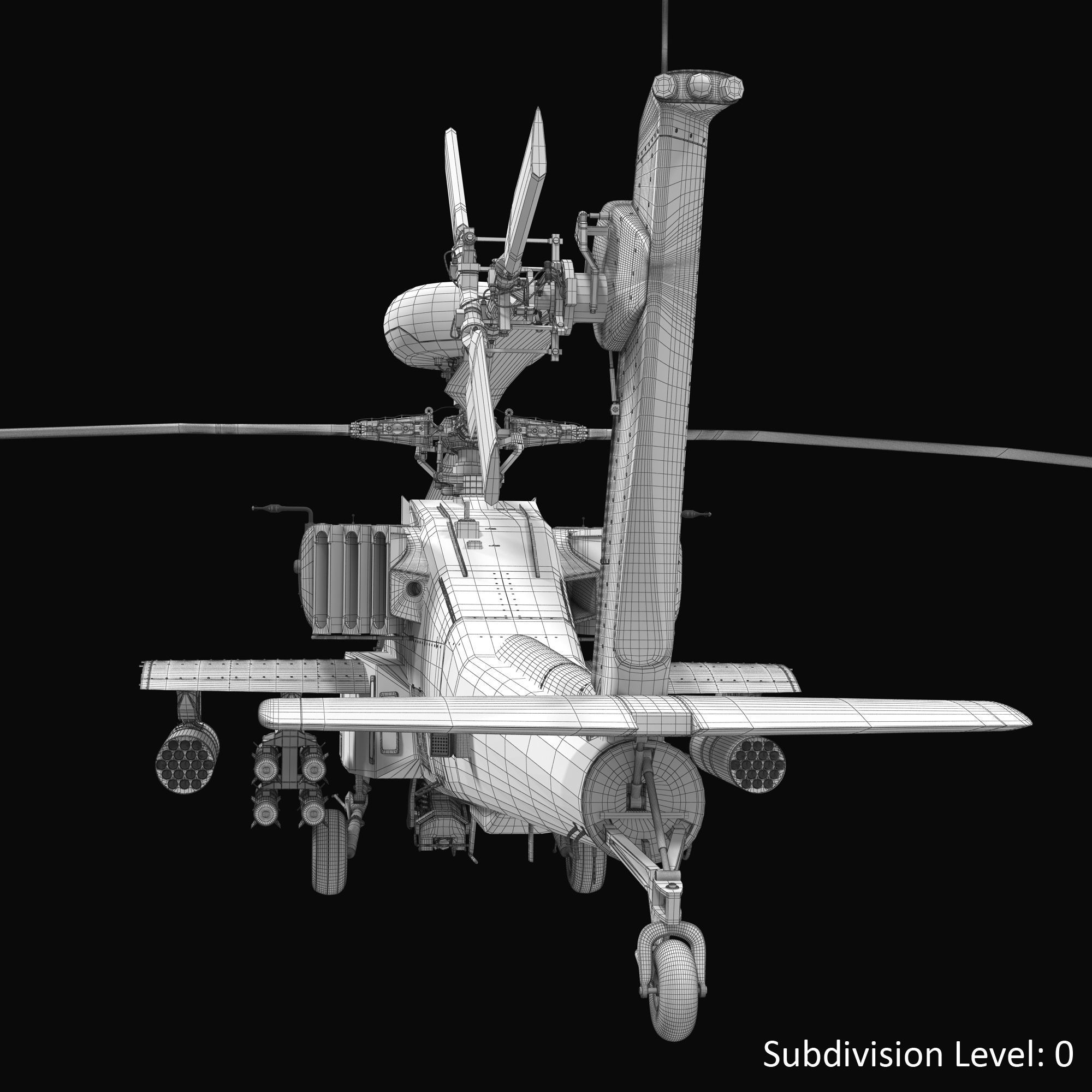 AH64E Apache Longbow Helicopter Gray Rigged Low-poly 3D model_32