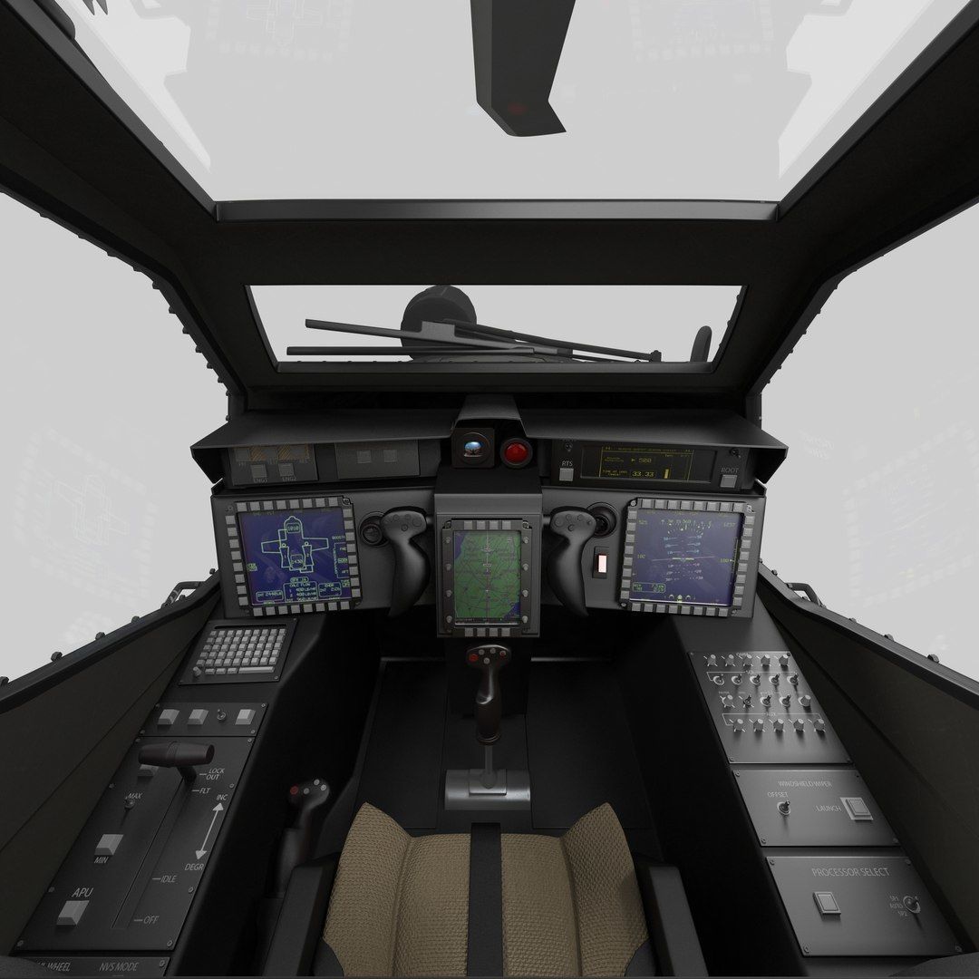 AH64E Apache Longbow Helicopter Gray Rigged Low-poly 3D model_45