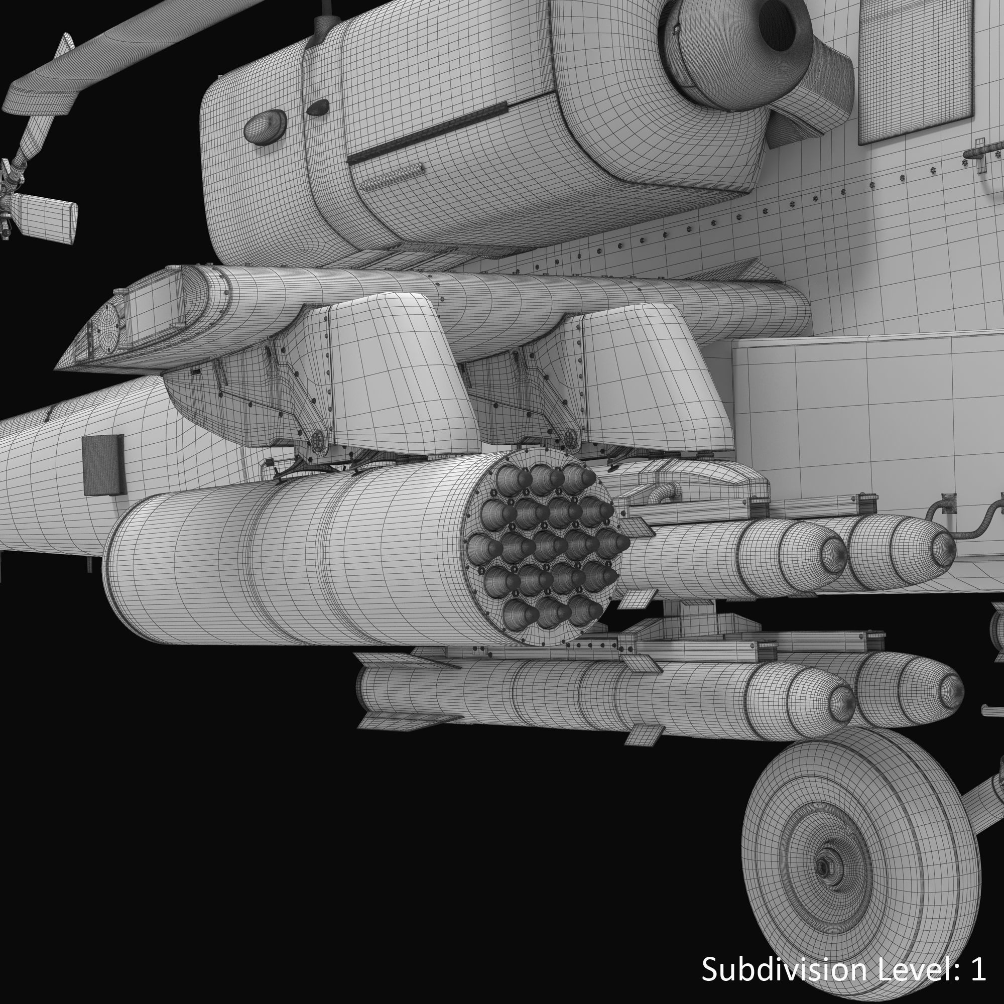 AH64E Apache Longbow Helicopter Gray Rigged Low-poly 3D model_60