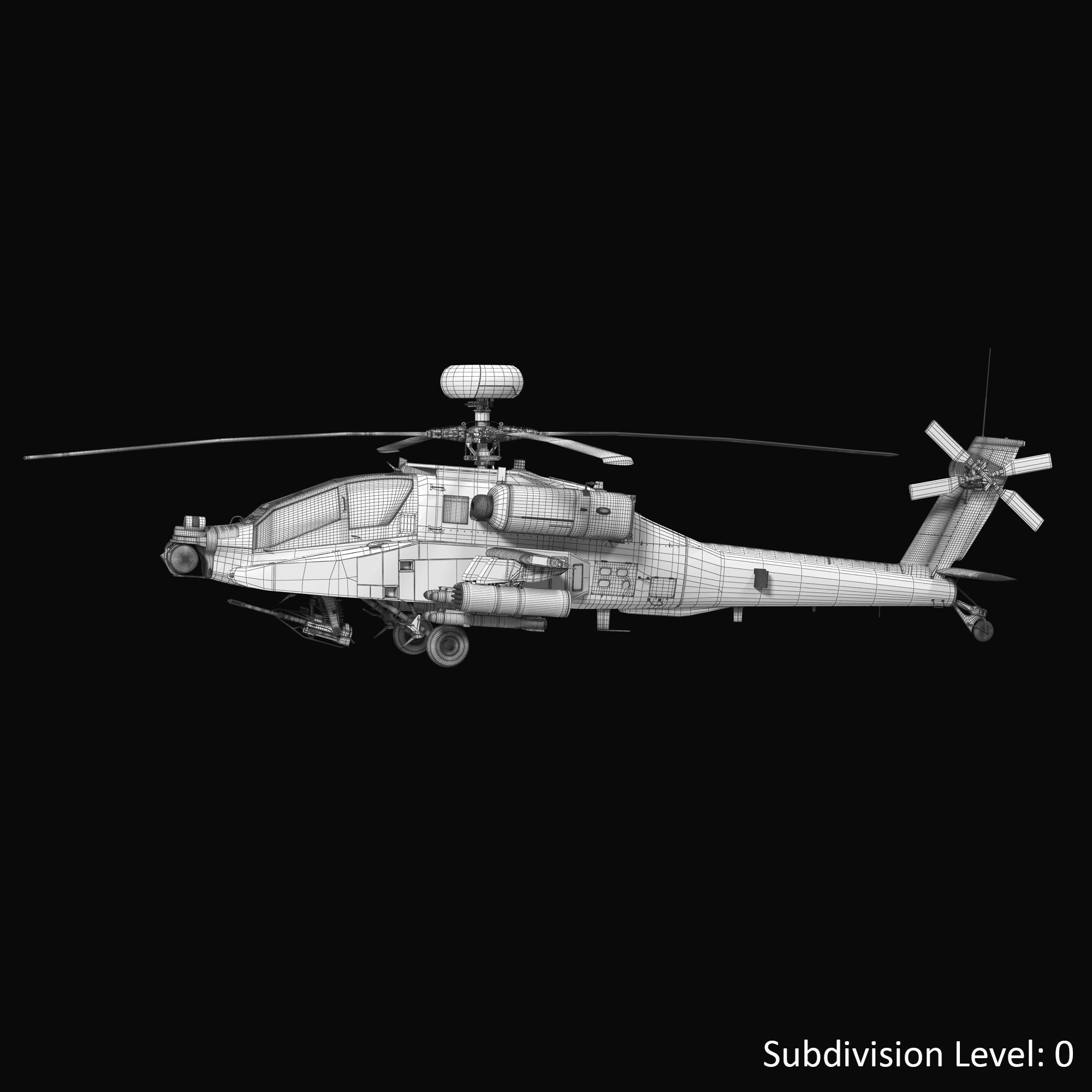 AH64E Apache Longbow Helicopter Gray Rigged Low-poly 3D model_10