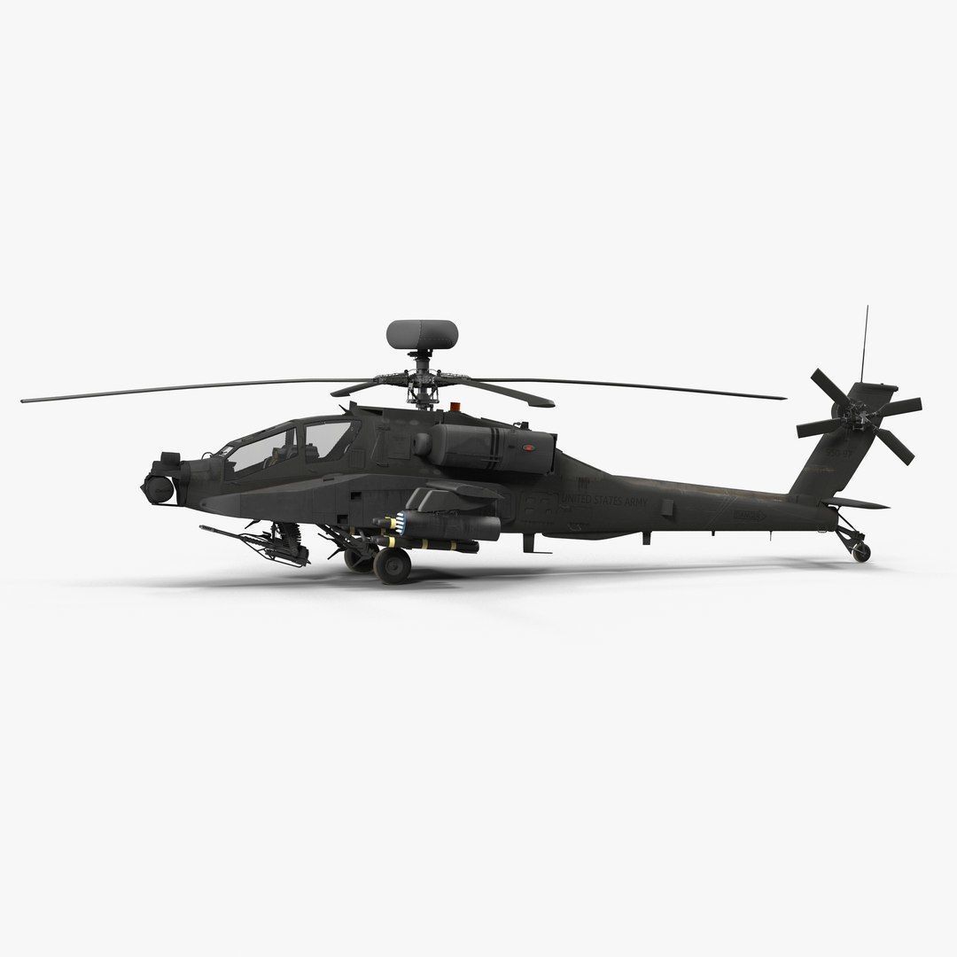 AH64E Apache Longbow Helicopter Gray Rigged Low-poly 3D model_7