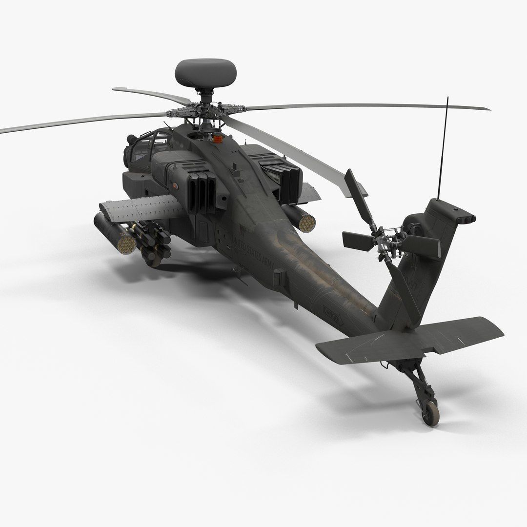 AH64E Apache Longbow Helicopter Gray Rigged Low-poly 3D model_23