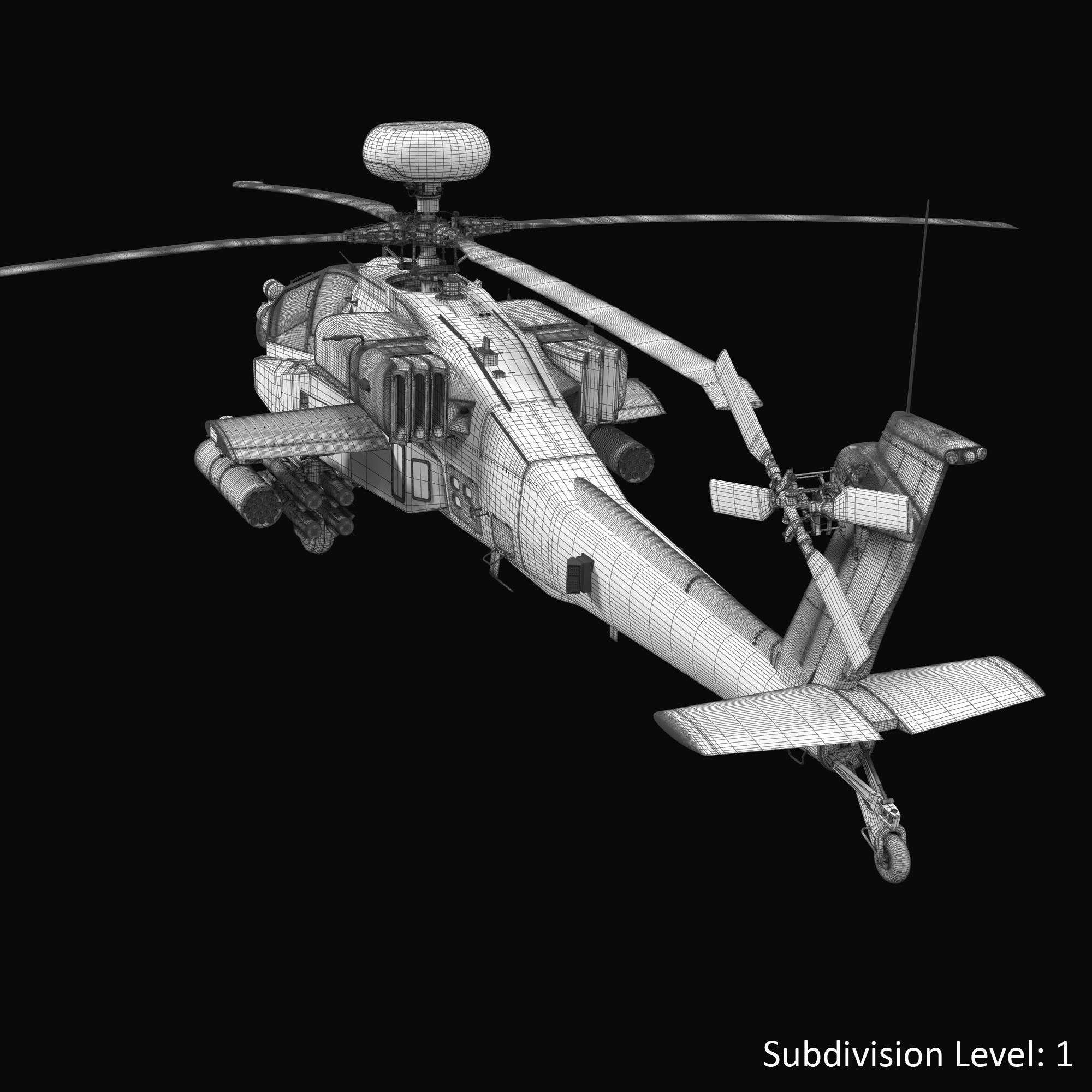 AH64E Apache Longbow Helicopter Gray Rigged Low-poly 3D model_25