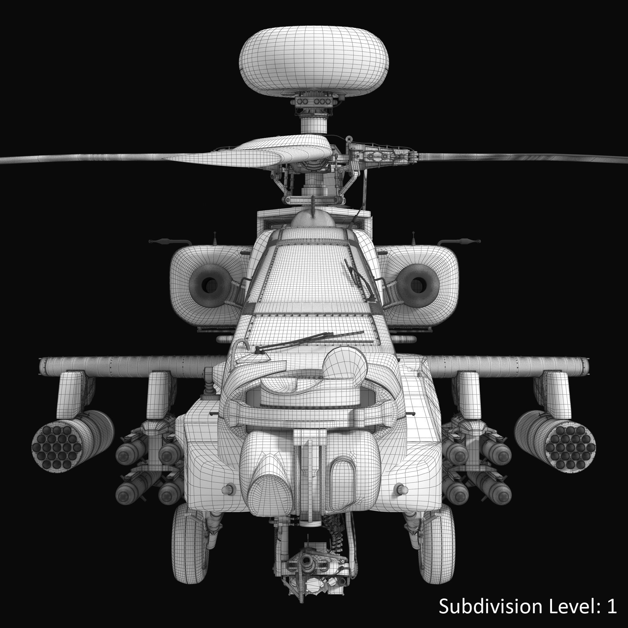 AH64E Apache Longbow Helicopter Gray Rigged Low-poly 3D model_37