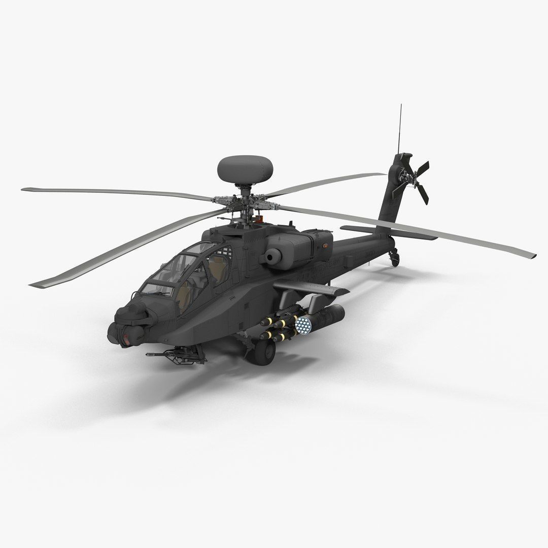 AH64E Apache Longbow Helicopter Gray Rigged Low-poly 3D model_18