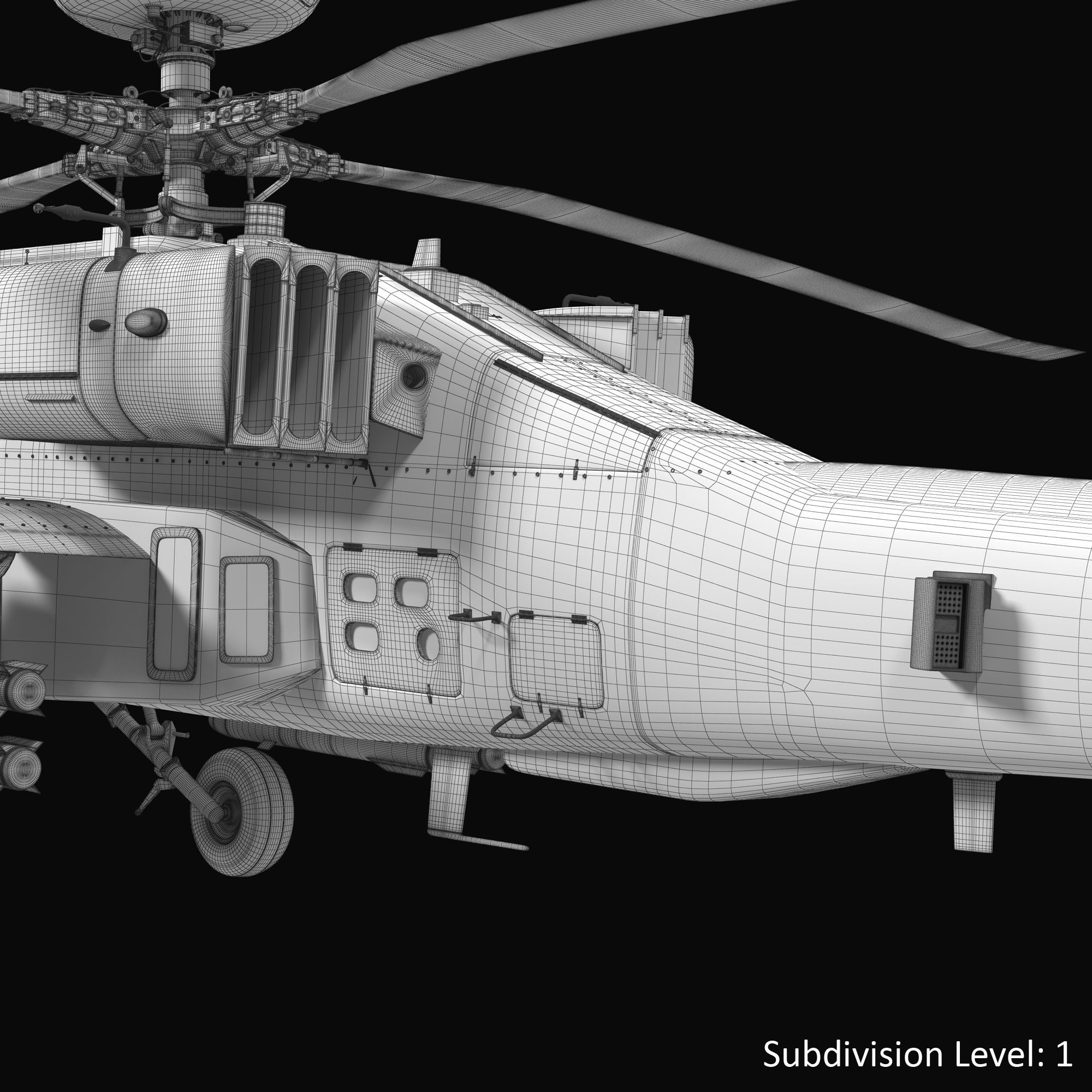 AH64E Apache Longbow Helicopter Gray Rigged Low-poly 3D model_76